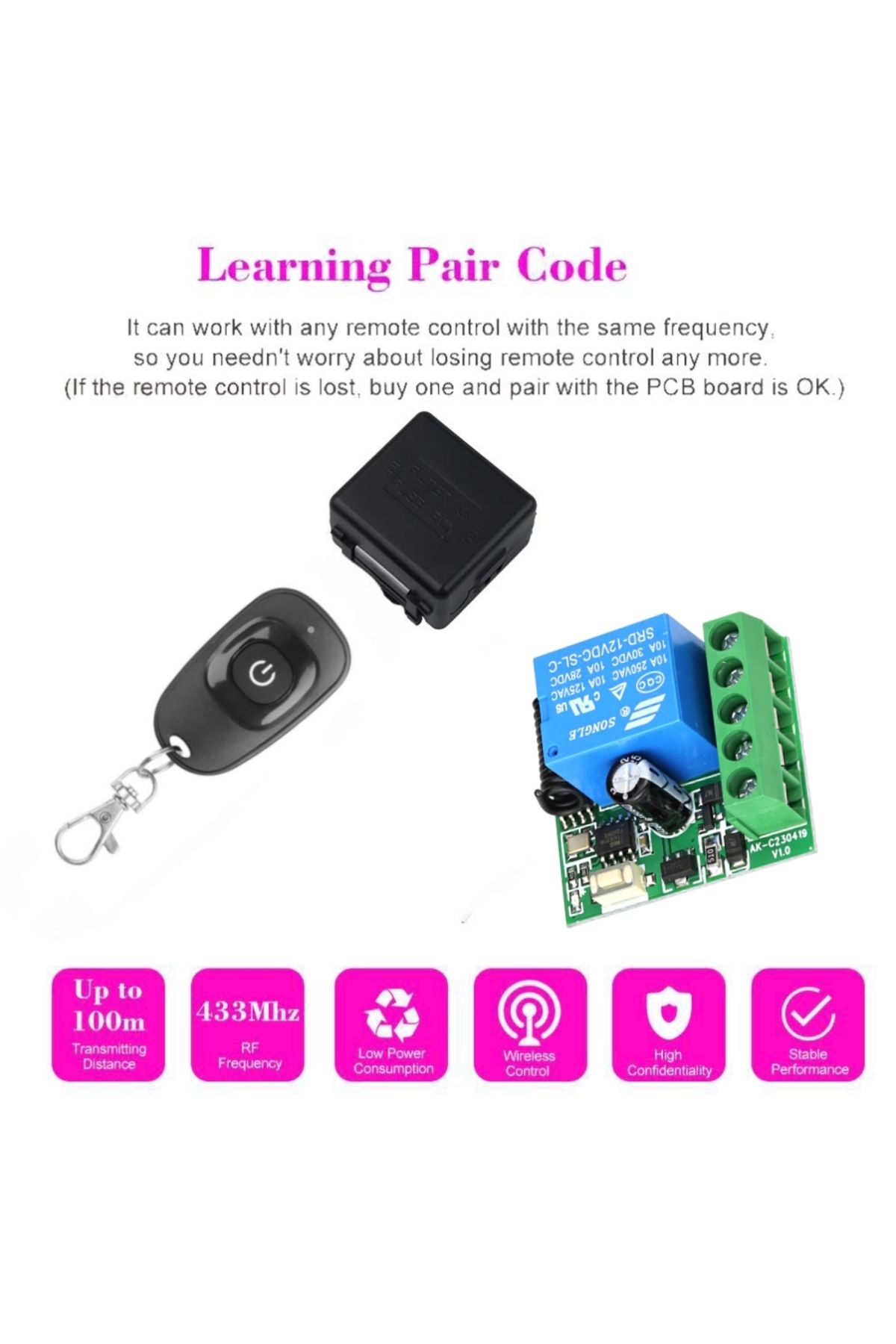 Choice-433Mhz DC 12V 1CH Universal Wireless Remote Control Switch Relay Receiver Module RF Transmitter 4... 4