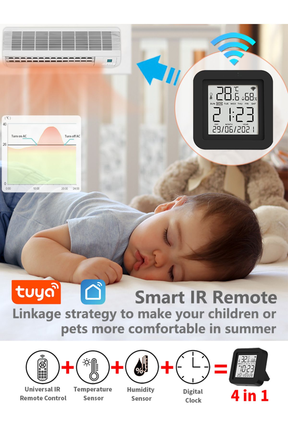 Choice-Tuya Smart Universal IR Remote With Temperature Humidity Sensor for Air Conditioner TV AC Works w... 8