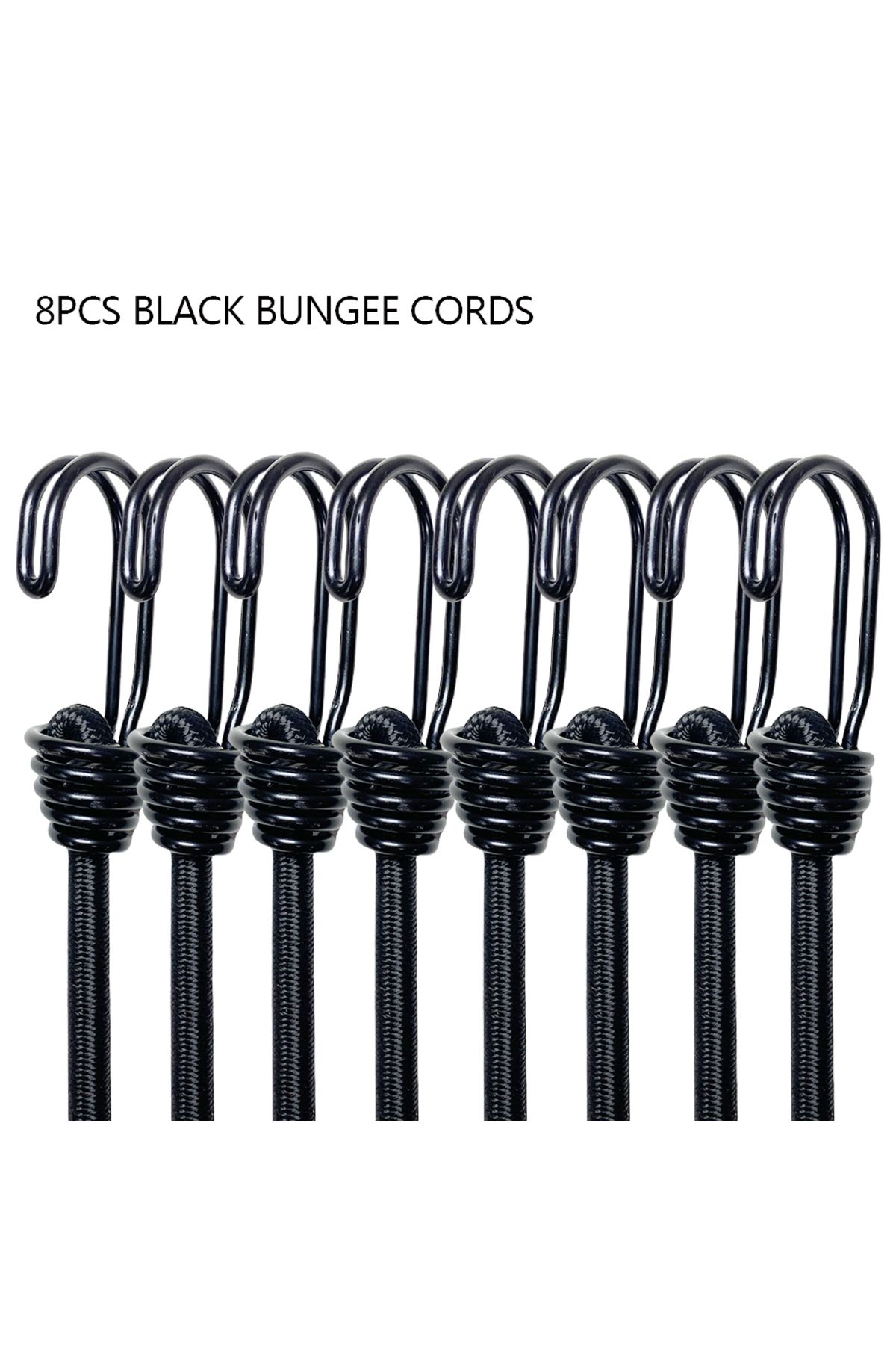 Choice-Black 8pcs 60cm Bungee Cords High Elasticity Latex Tied Rope Bicycle Luggage Lanyard Camping Bungee 1