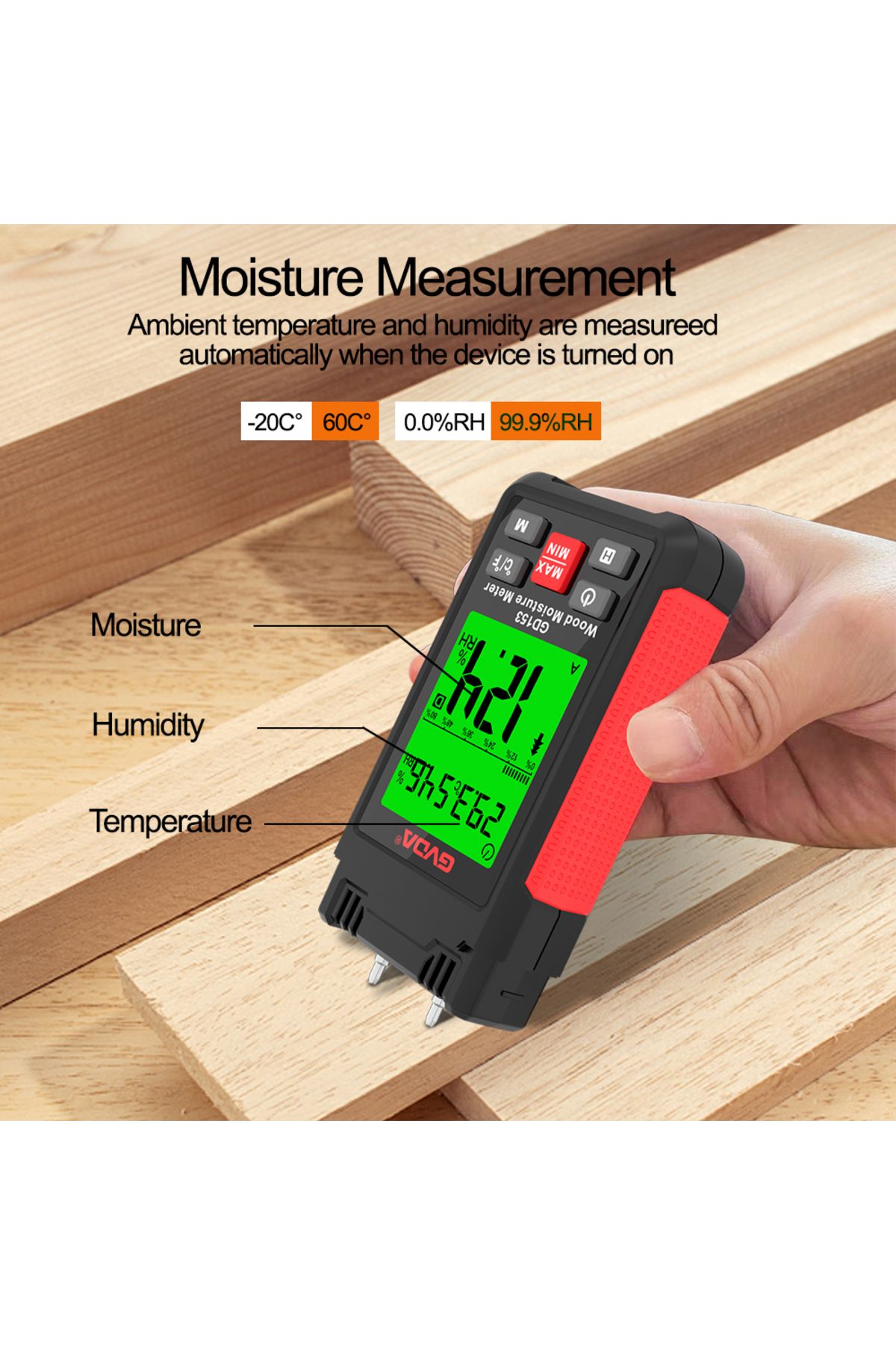 GVDA-Digital Wood Moisture Meter Wood Humidity Tester Hygrometer Timber Damp Detector LCD Display... 4
