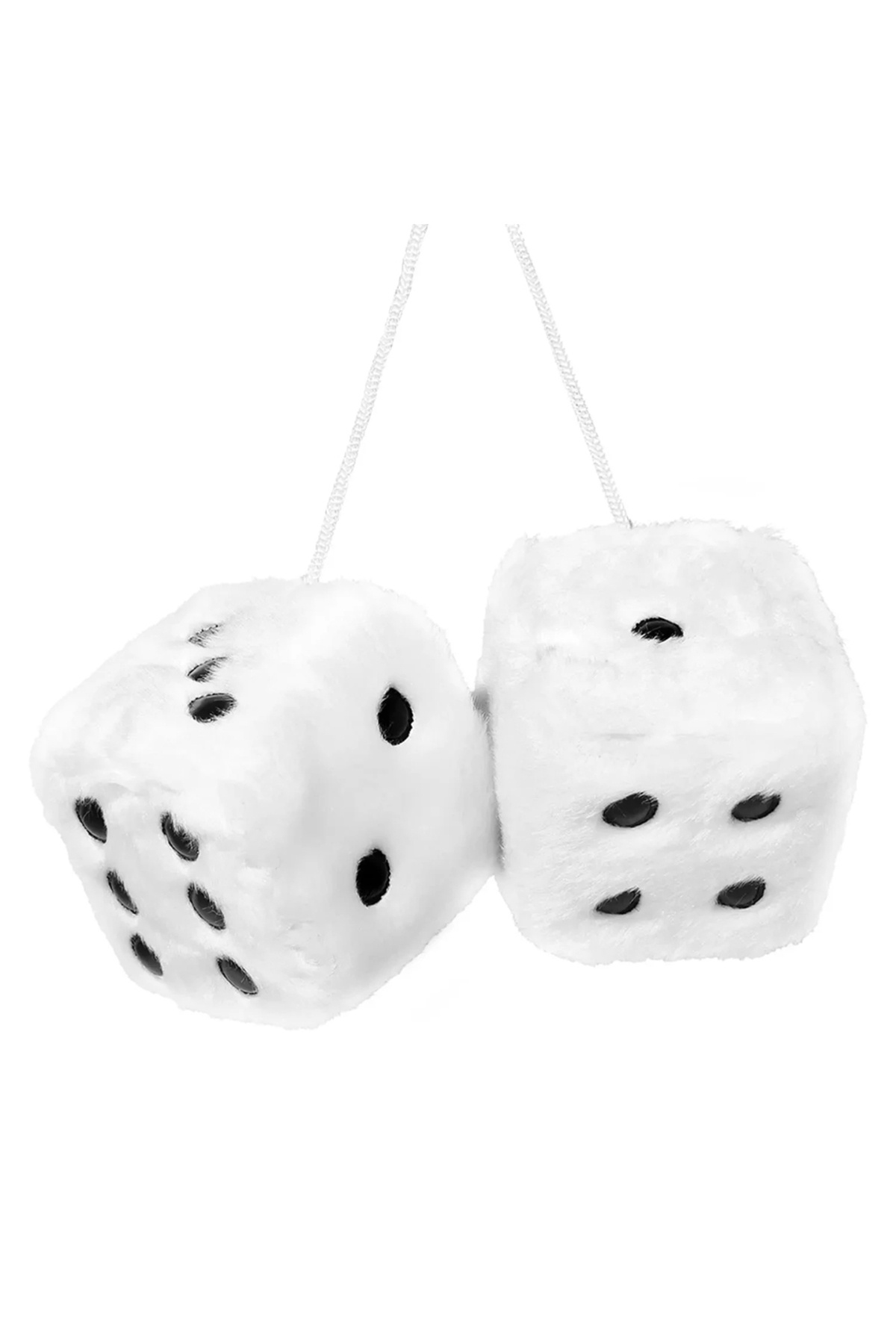 Choice-white Fuzzy Dice for Car Mirror Pair of 2.7” Retro Square Fuzzy Plush Dice with Dots for Hanging Car 1