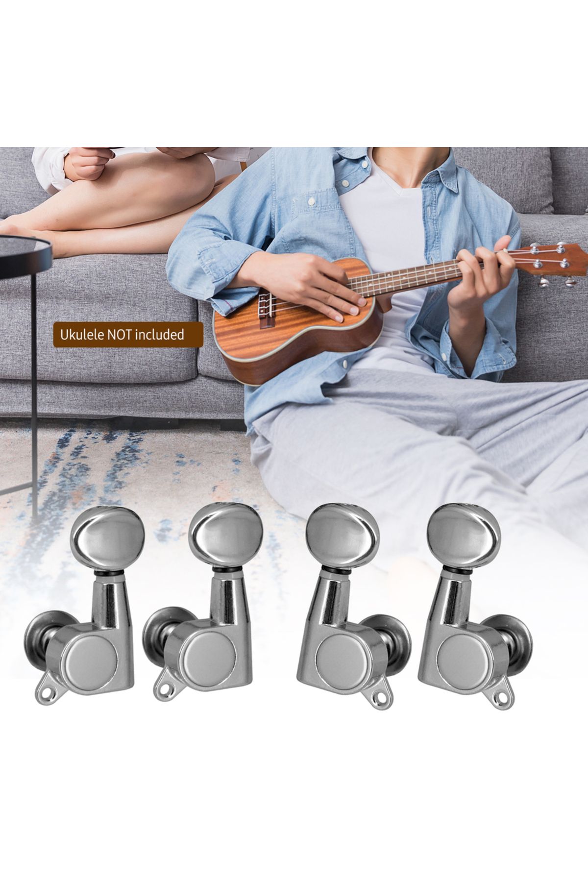 Choice-4 Pcs Ukulele Tuning Peg Uke Knobs 1:15 Closed Style Tuners Tuning Key For 4 String Ukelele 2