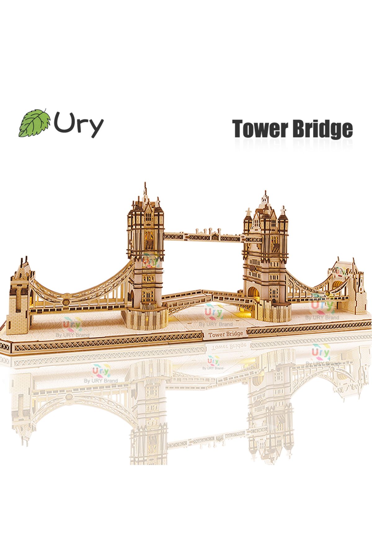 Choice-W0214p With Box Ury 3d Wooden Puzzle England London Tower Bridge With Light Led Retro Assembly Souve 2