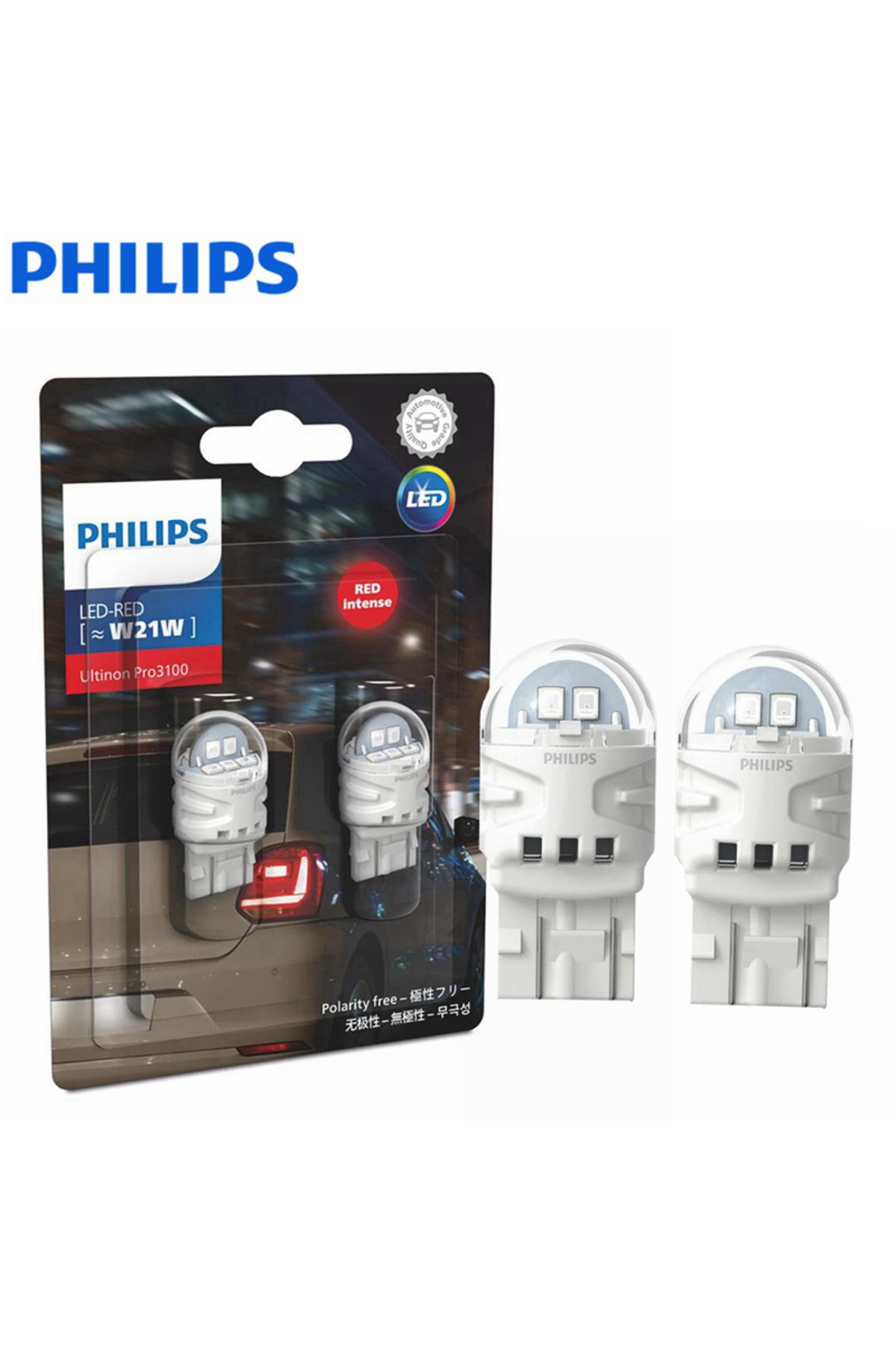 Philips-مصابيح إشارة الانعطاف للسيارة باللون الأحمر والأبيض من Ultinon Pro3100 LED W5W P21/5W W21/5W... 5