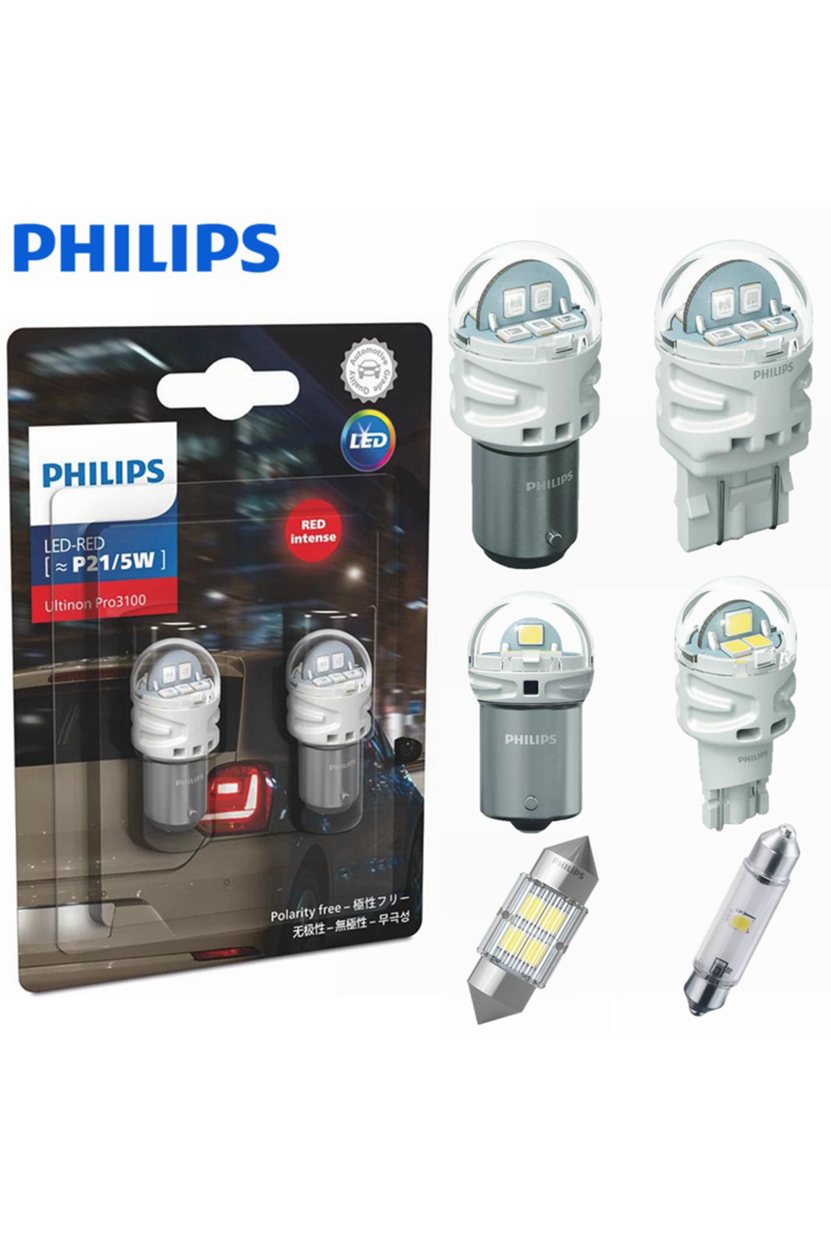 Philips-مصابيح إشارة الانعطاف للسيارة باللون الأحمر والأبيض من Ultinon Pro3100 LED W5W P21/5W W21/5W... 2