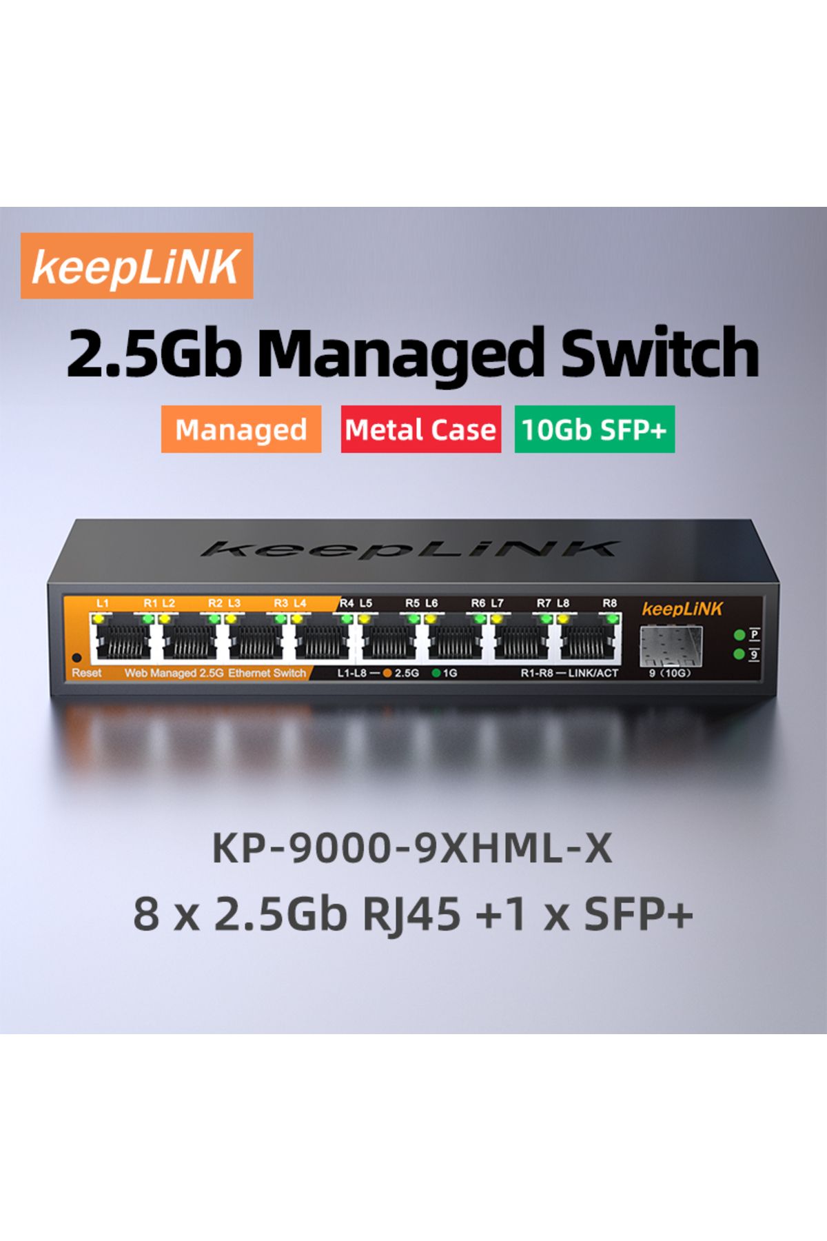 Choice-Switch With Eu Plug Keeplink 9-port Multi-gigabit Managed Ethernet Switch With 8-2.5gb Ports And 1-1 1