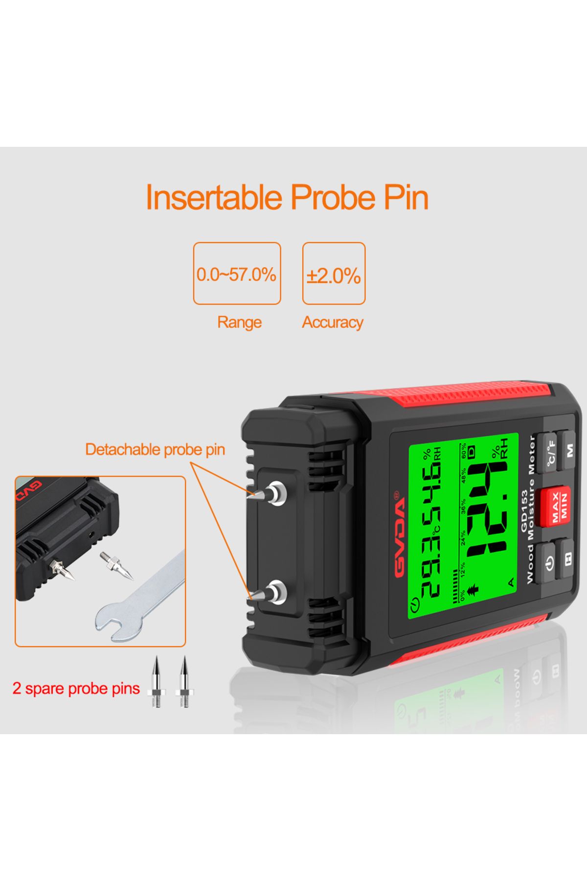 GVDA-Digital Wood Moisture Meter Wood Humidity Tester Hygrometer Timber Damp Detector LCD Display... 3