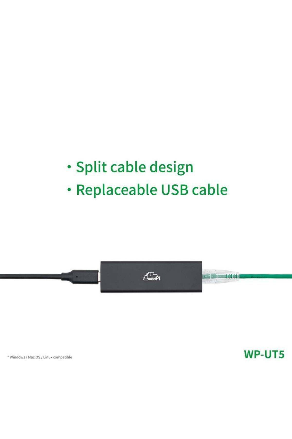 Choice-Wp-ut5 Wisdpi Wp-ut5 Usb 3.2 To 5gbe Adapter Wired Lan Network Connection 5000mbps Usb-c To Rj45 Net 5