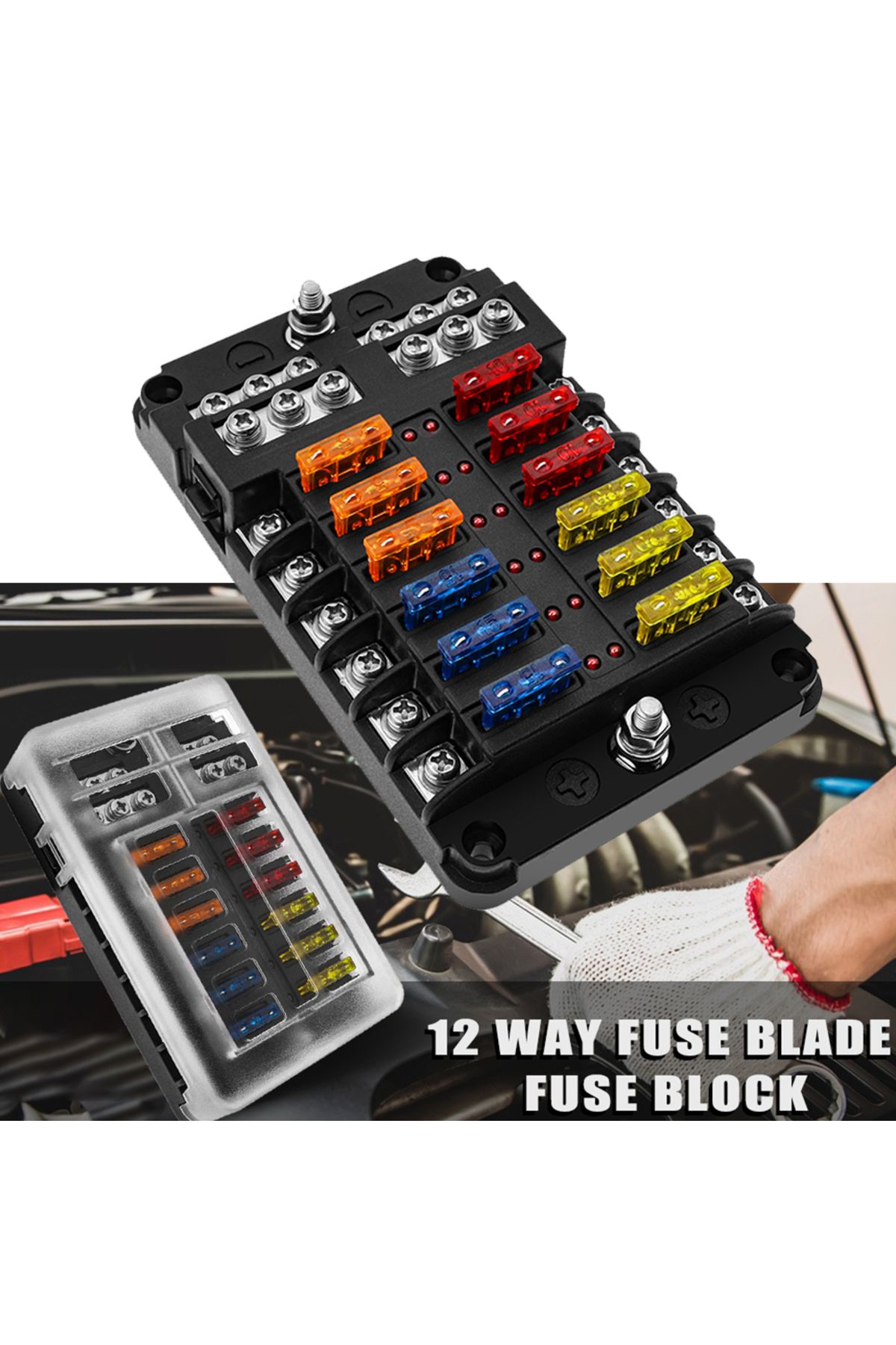 Choice-6/12 Ways Car Boat Fuse Box Holder Blade Fuse Holder Block With Warning Indicator 12V 36V Power D... 2