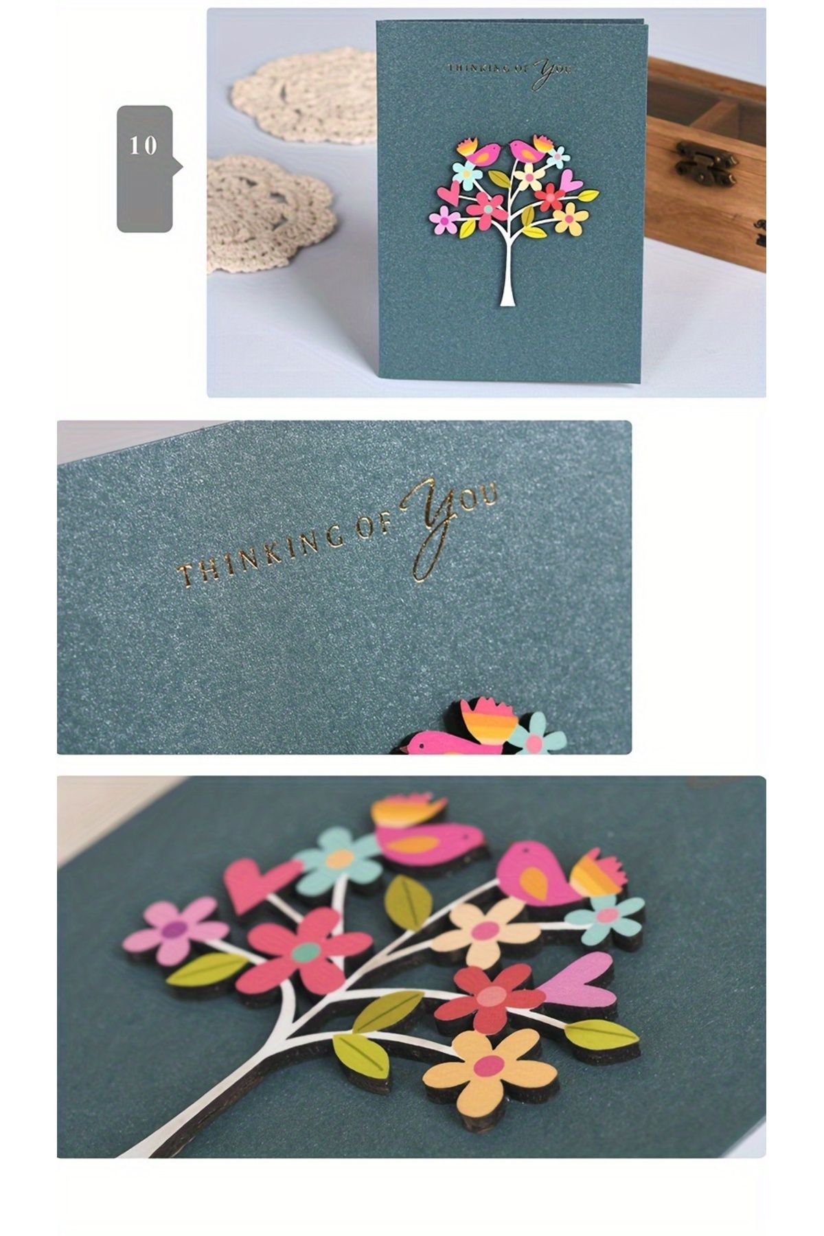 Choice-Colorful Tree Set, Universal Card Retro Wood Carving Patch Mini Blessing Greeting Card Sending Paper 1