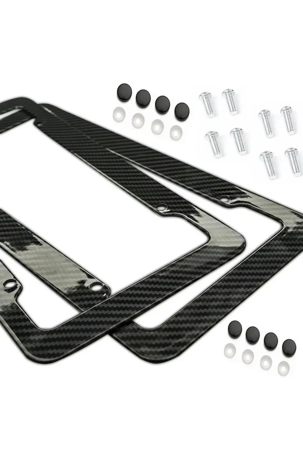 Choice-2set 1/2 Plastic Abs Carbon Fiber Patterned License Plate Holder With Standard Screw Kit For License 1