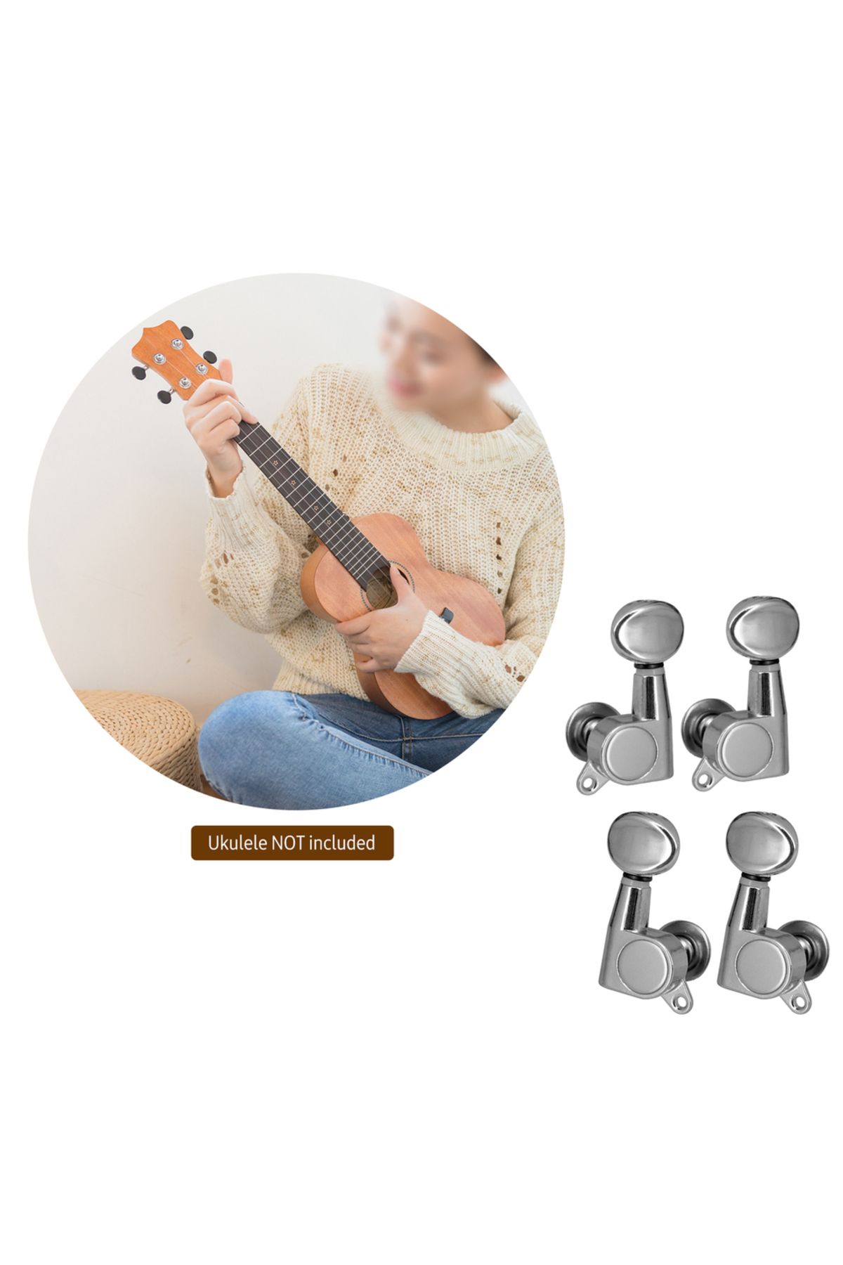 Choice-4 Pcs Ukulele Tuning Peg Uke Knobs 1:15 Closed Style Tuners Tuning Key For 4 String Ukelele 5