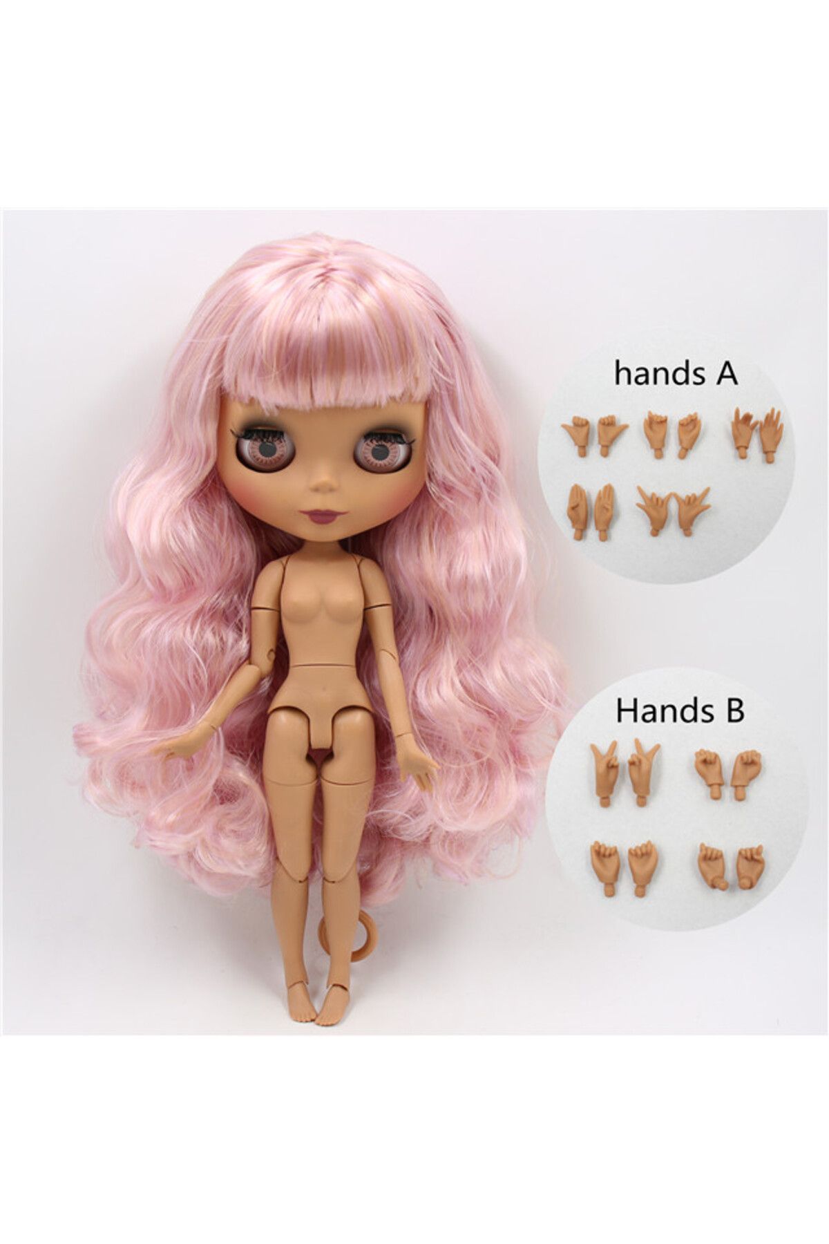 Choice-دمية بشرة داكنة غير لامعة مع يد Ab Icy Dbs Blyth Doll 1/6 Bjd Joint Body بشرة داكنة غير لامعة ووجه Pu 1