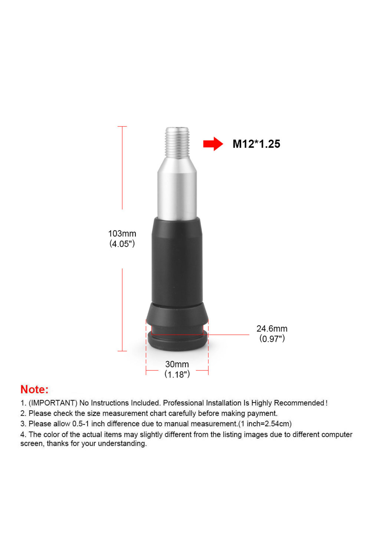 Choice-Aluminum Car M12*1.25 Shift Head Converter For Automatic Transmission Car Gear shift knob adapter 4