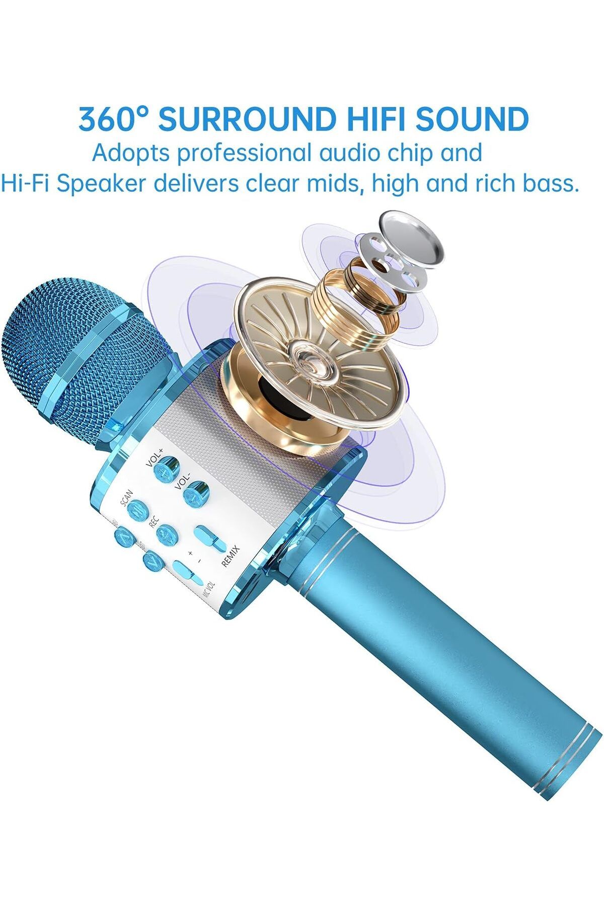 AWH-2-Pack Karaoke Microphone Wireless Bluetooth Handheld Mic & Speaker – Assorted Colors 3