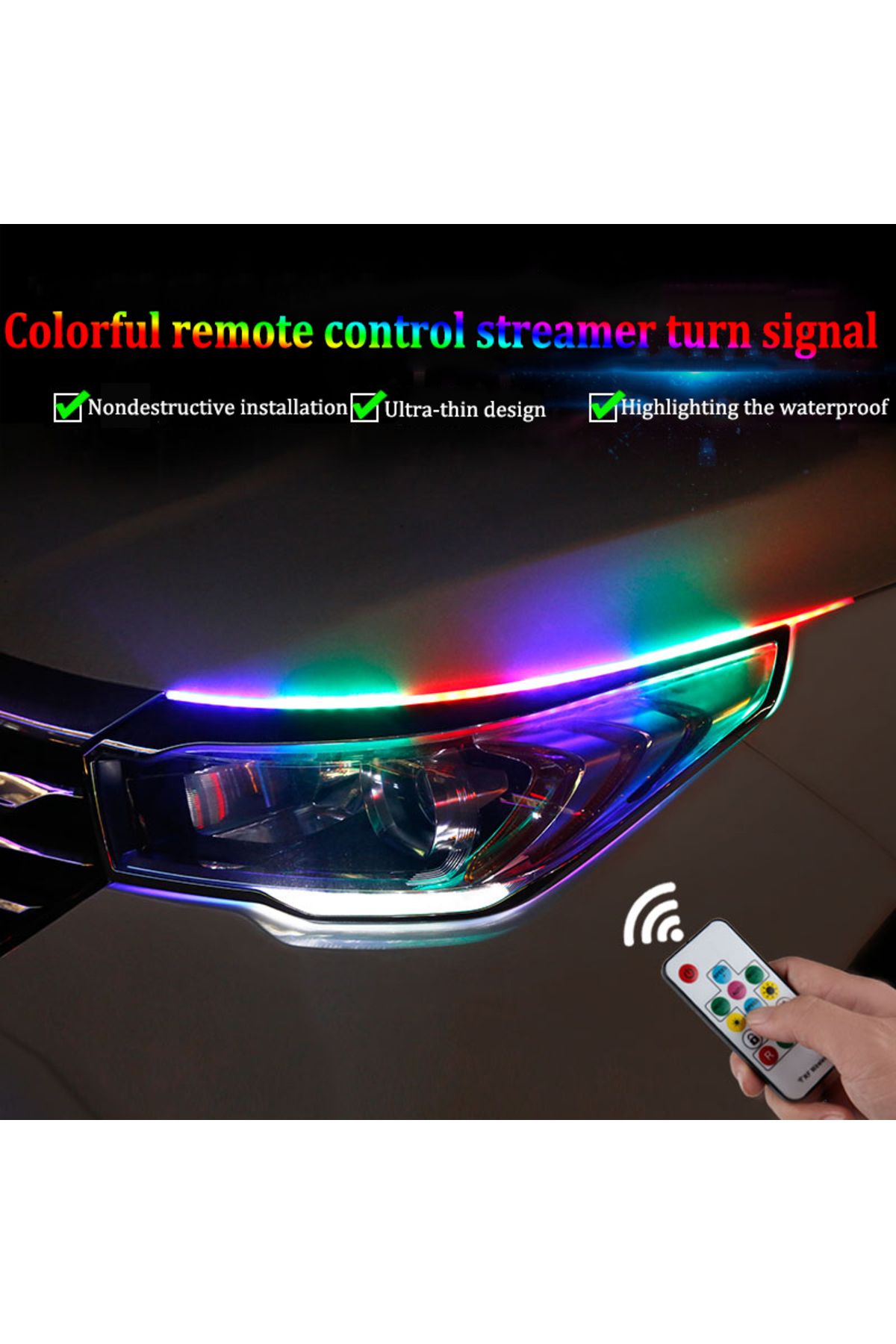 Choice-شريط إضاءة LED متدفق RGB بطول 60 سم، قطعتان، مع تطبيق للتحكم عن بعد، مصباح إشارة الانعطاف LED مرن RGB نهاري 1