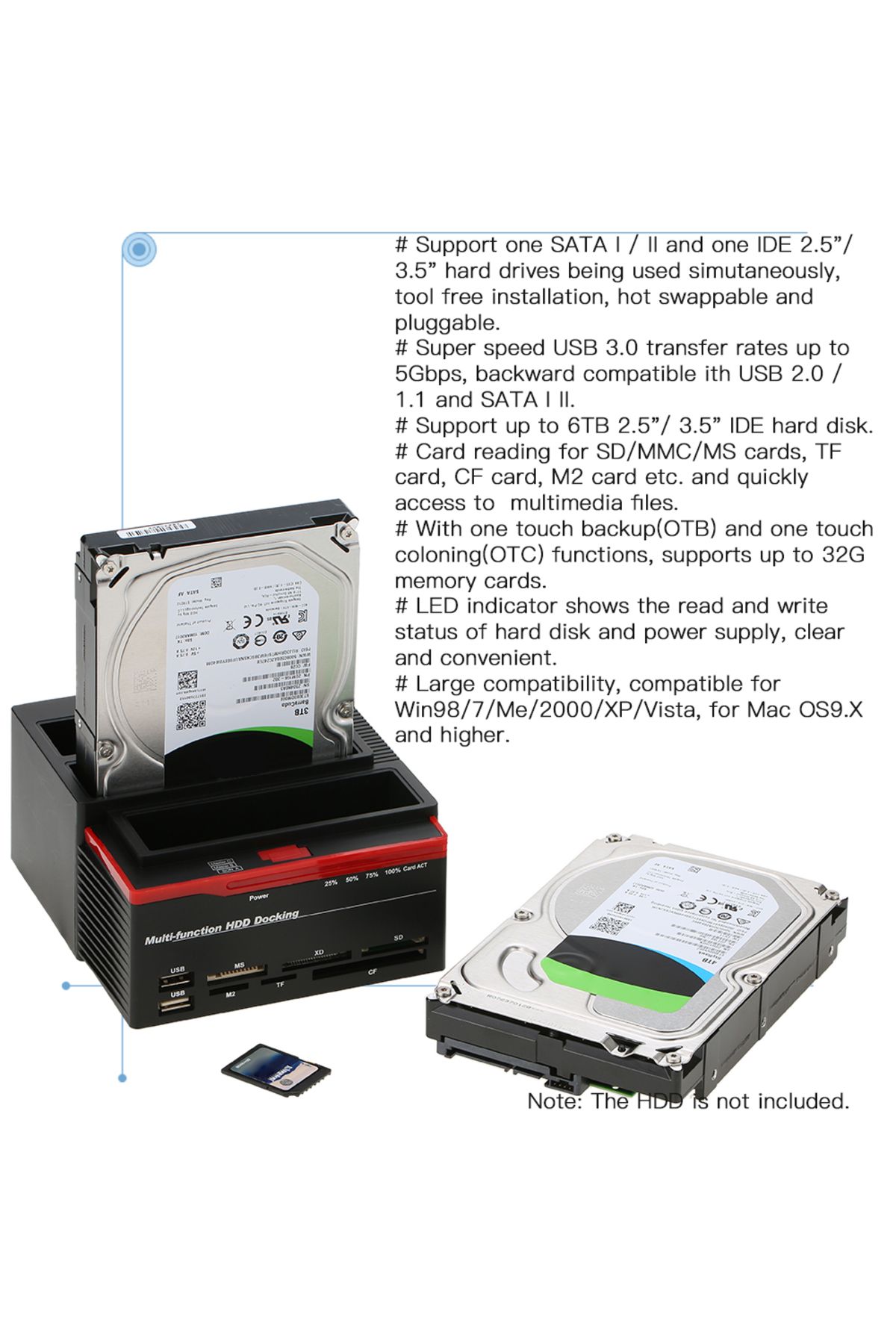 Choice-HDD Docking Station Multifunctional 2.5/3.5" IDE&SATA Hard Disk Base USB 3.0 HDD Docking Station ... 4
