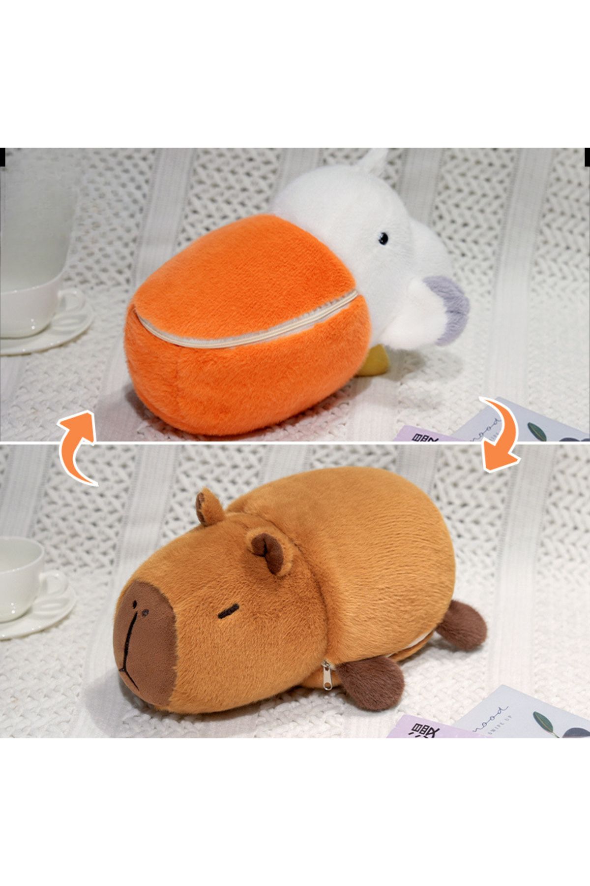 Choice-Pelican Capibala Flip Pushie Doll Double Side Capibara Plush Toy Transform Dolls 2-in-1 Kawaii Fl... 4
