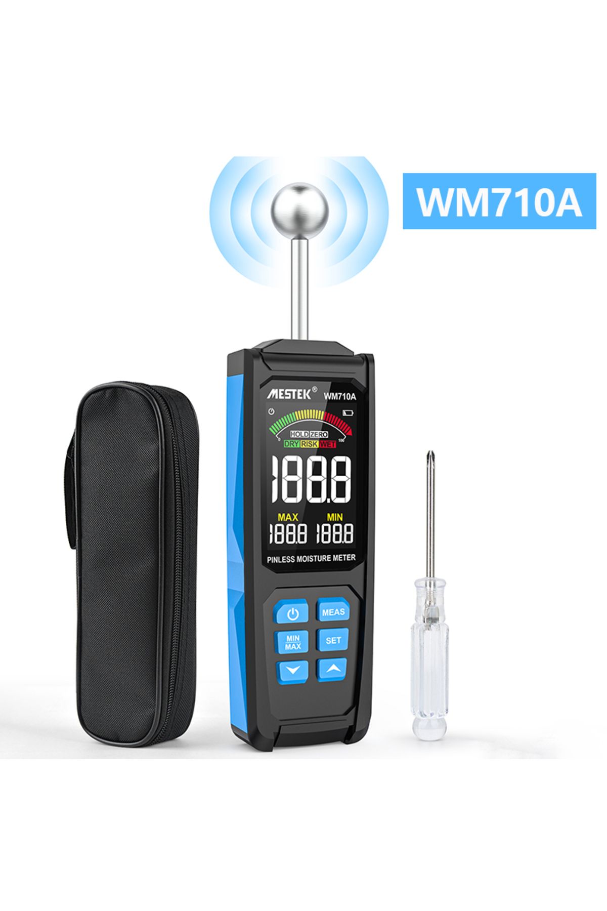 TELEHILL-جهاز قياس رطوبة الخشب الرقمي Wm710a بشاشة LCD وكاشف رطوبة الخشب غير المدمر ومقياس الرطوبة Humidi 1