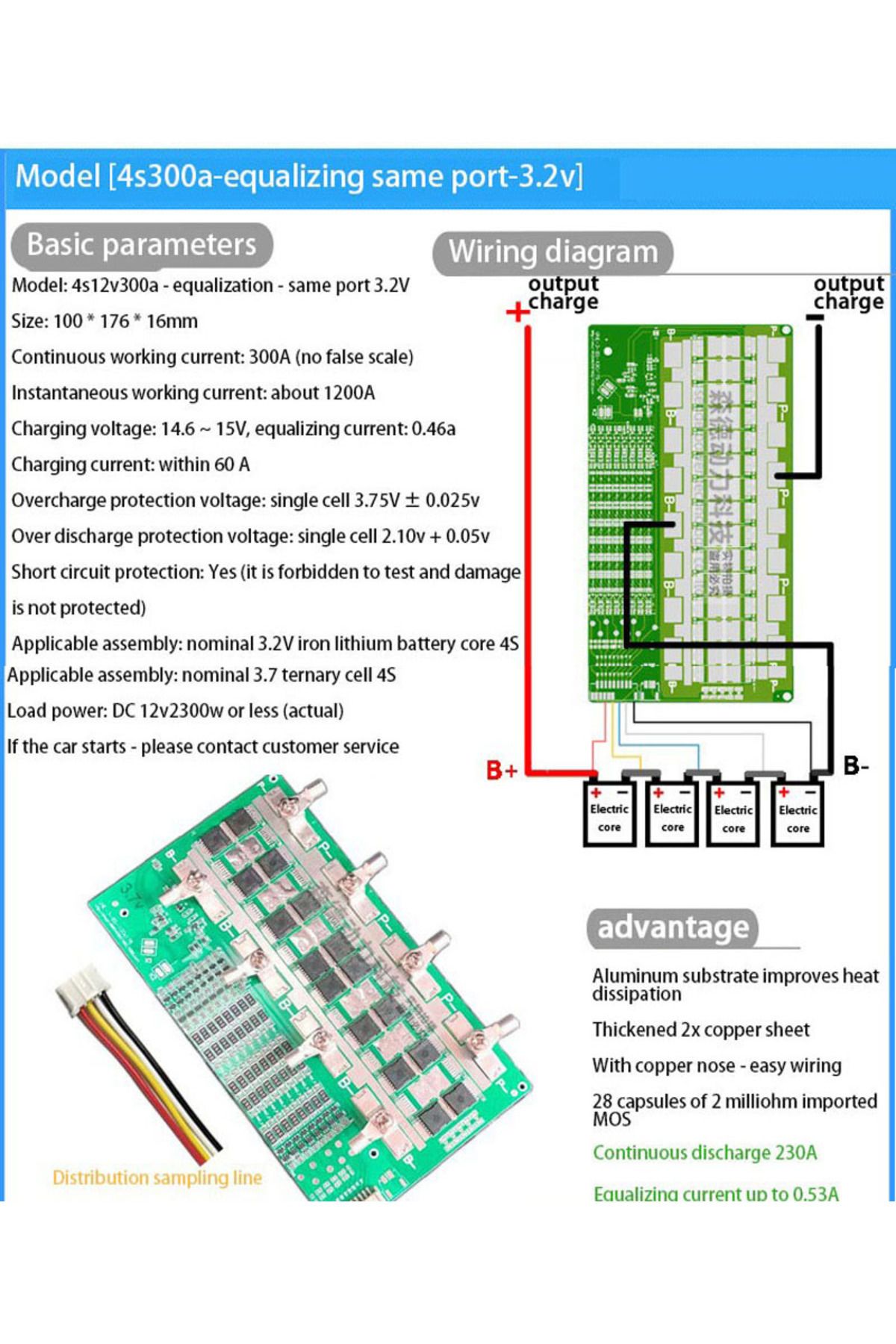 Choice-4s Lifepo4 3.2v 150a 3s 4s Bms 12v 50a 120a 150a 230a 300a 18650 Li-ion Lifepo4 Lithium Battery Prot 4