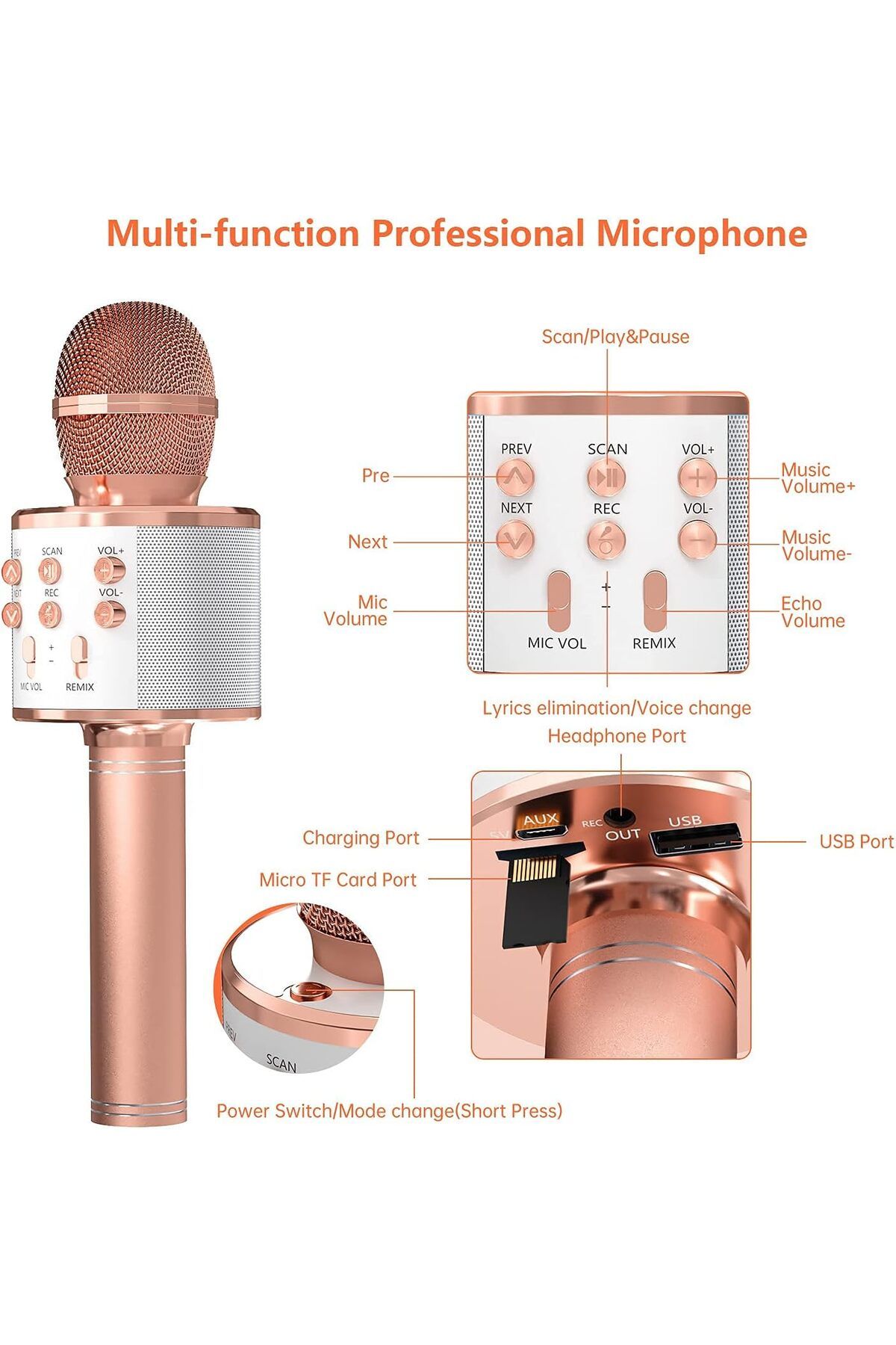 AWH-2-Pack Karaoke Microphone Wireless Bluetooth Handheld Mic & Speaker – Assorted Colors 5