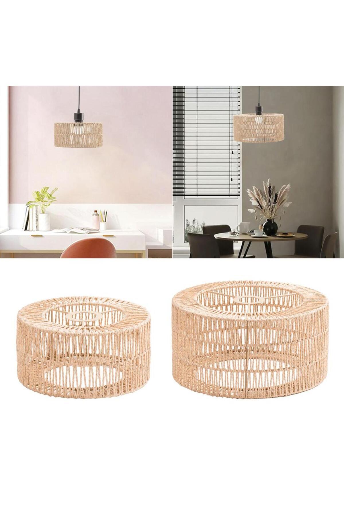 Choice-Large Paper Rope Lampshade Ceiling Light Shade Boho Chandelier Shade Bulb Guard For Restaurant Cafe 3