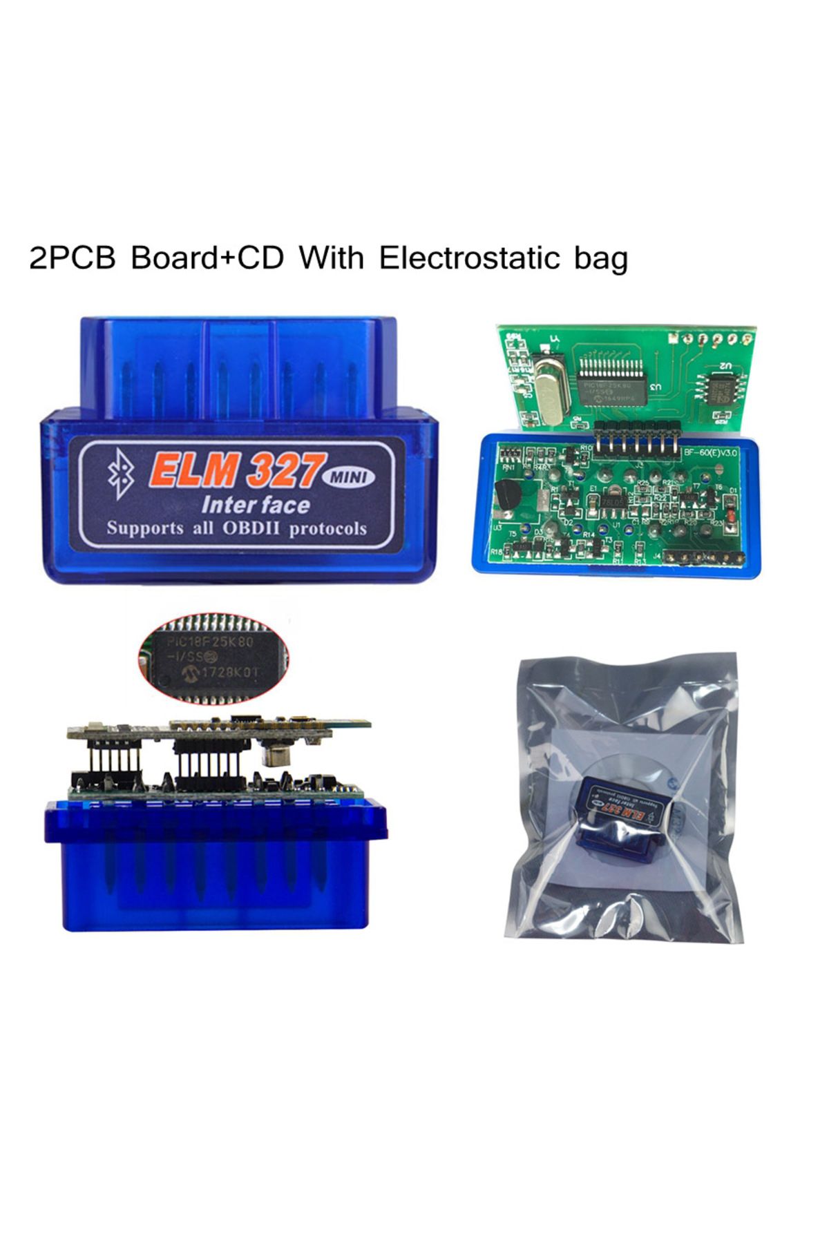 Choice-Lot ELM327 V1.5 Double PCB PIC18F25K80 Chip Bluetooth ELM 327 Code Reader Works Android OBD2 Diag... 1