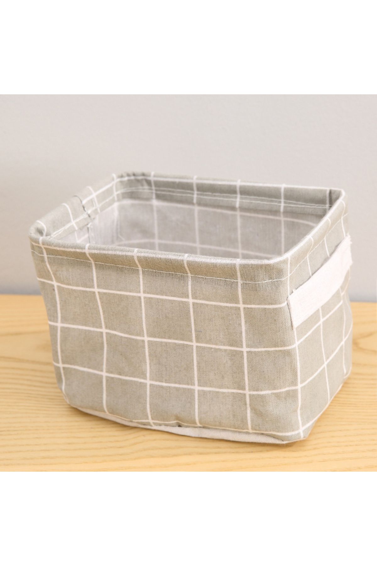 Choice-Light Grey 1pc Cotton And Hemp Storage Basket With Handheld Printed Tabletop, Miscellaneous Sorting 1