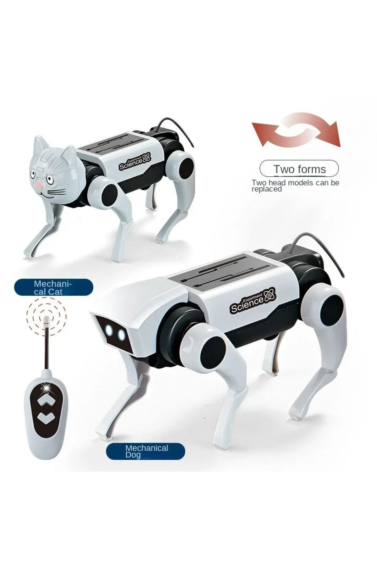 CONUSEA-gray 2 In 1 Rc Robot Puppy Dog Cat Remote Control Toys Diy Assembling Mechanical Animals Educational 1