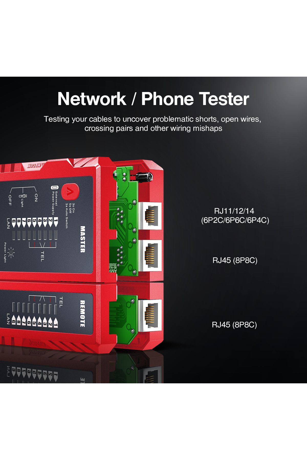 Choice-AMPCOM Network Cable Tester LAN Wire Tester Tool Networking Tool Ethernet Cable Repair For RJ45 R... 4