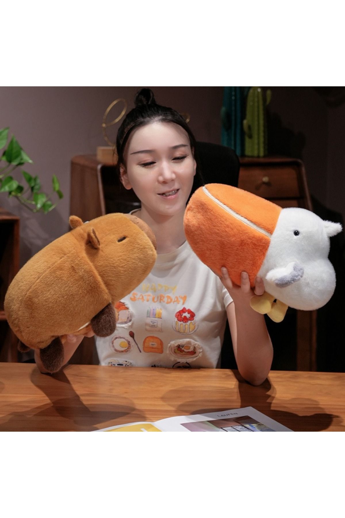 Choice-Pelican Capibala Flip Pushie Doll Double Side Capibara Plush Toy Transform Dolls 2-in-1 Kawaii Fl... 6