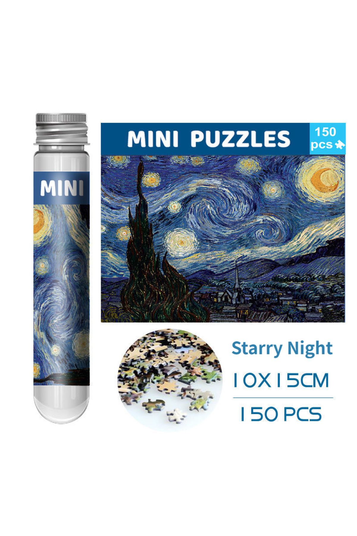 MaxRenard-C-016 150pcs Test Tube Jigsaw Puzzle Van Gogh Painting Puzzles With Puzzle Storage Tray Plastic Sort 1