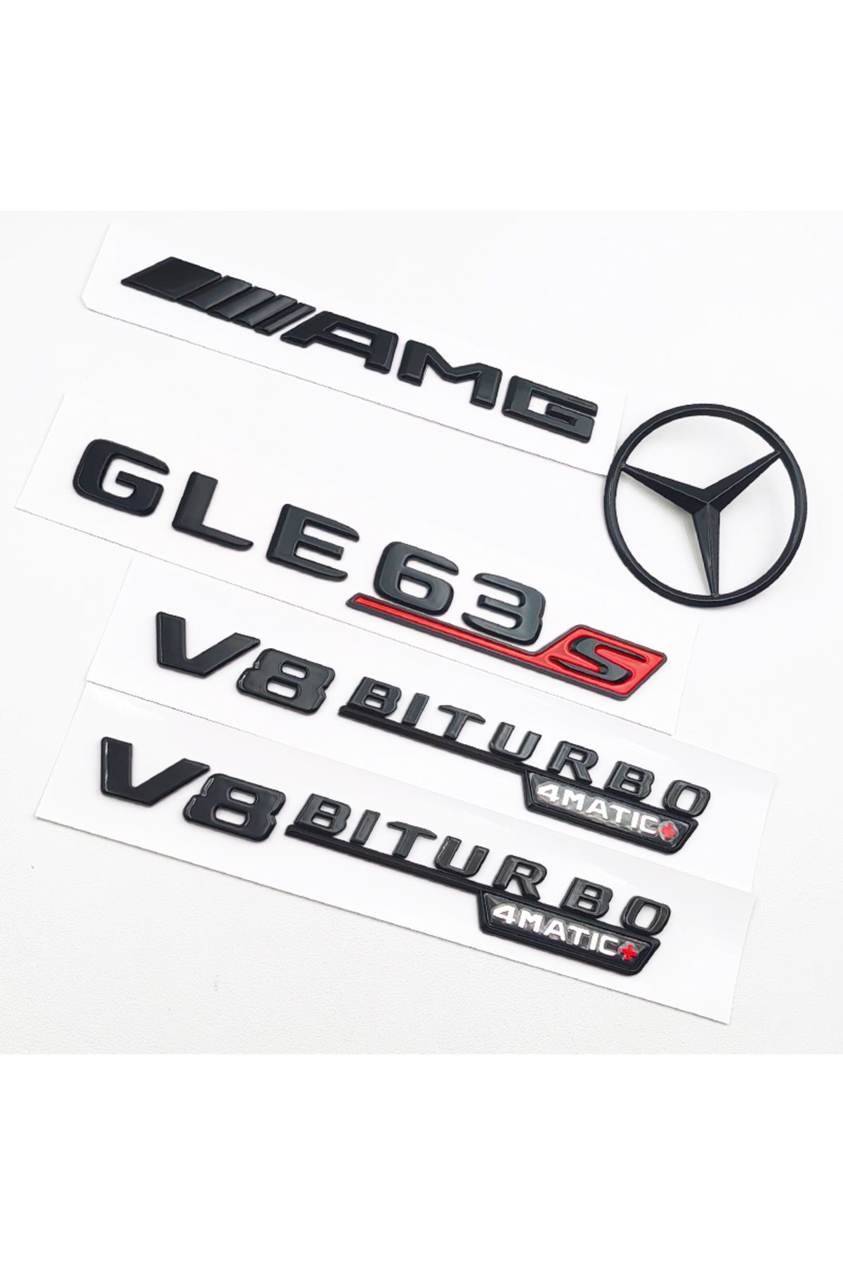 Choice-W167 5pcs 3d Abs Glossy Black Gle63s Badge Emblem Car Fender Decal V8 Biturbo 4matic Logo Silver For 1