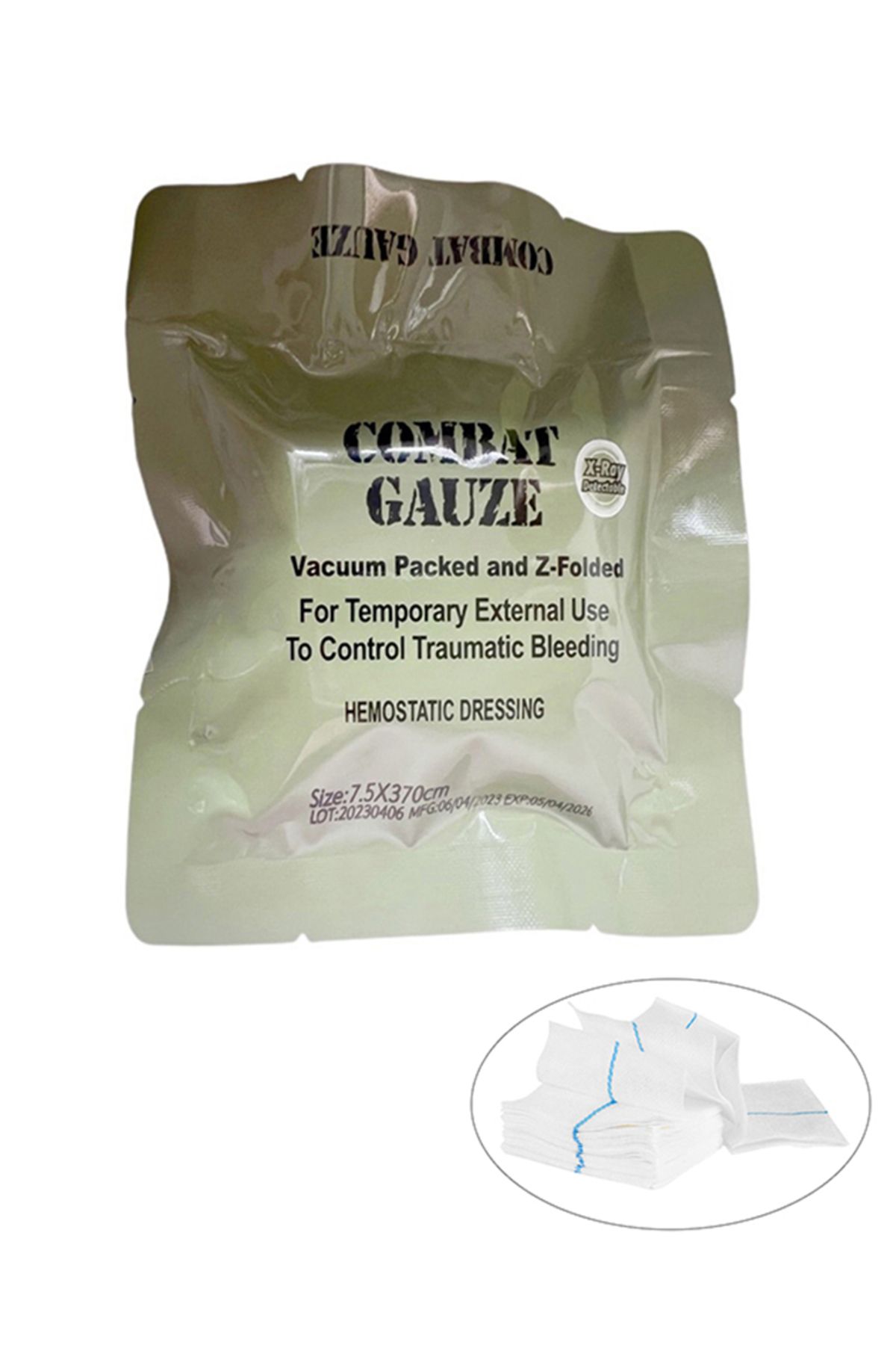 Choice-Onesize Hemostatic Kaolin Gauze Combat Emergency Trauma Z-fold Soluble For Ifak Tactical Military Fi 7
