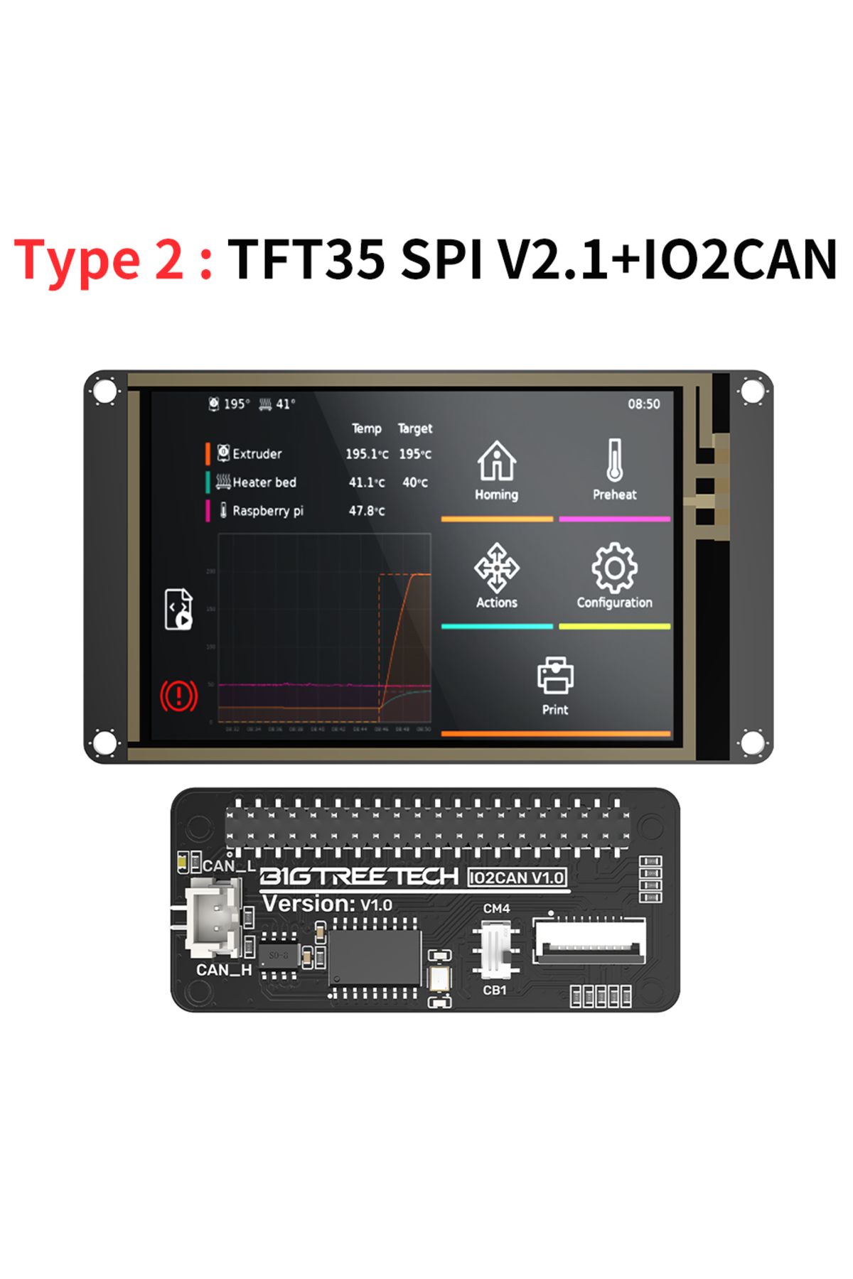 Choice-Tft35spi And Io2can Bigtreetech Tft35 Spi V2.1 Touch Screen 3.5 Inch Display Io2can 3d Printer Pi V1 1
