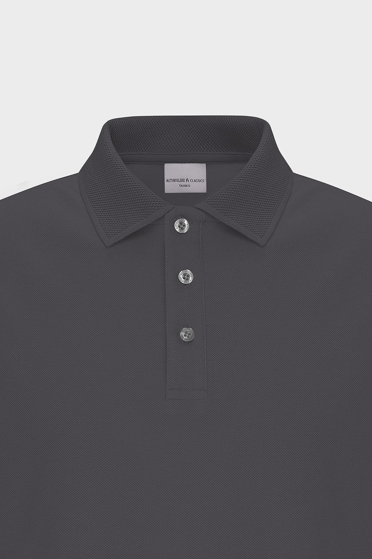 ALTINYILDIZ CLASSICS-Ανδρικό μπλουζάκι Anthracite Slim Fit Polo γιακά βαμβακερό - Uncurlable 8