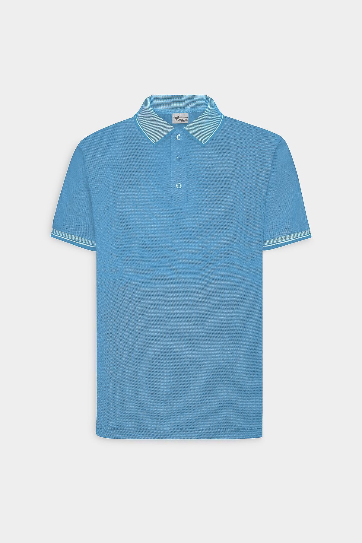 AC&Co / Altınyıldız Classics-Tricou cu guler polo pentru bărbați - bumbac necontractabil, croială subțire, fără ondulare, alb saxa 8