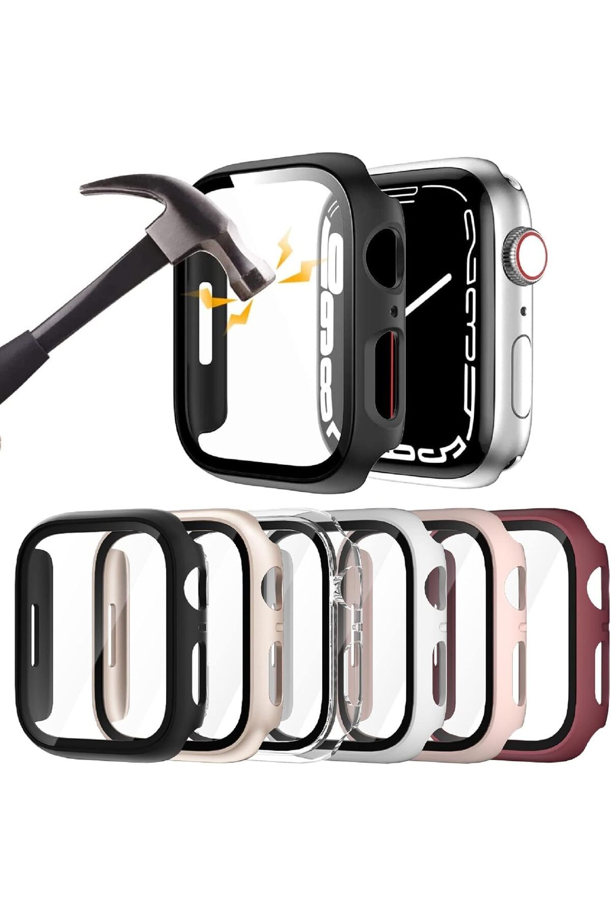 AWH-مجموعة من 6 حافظات صلبة من البولي كربونات مع واقي زجاجي مقوى مقاس 40 مم لساعة Apple Watch SE Series 6/5/4 1