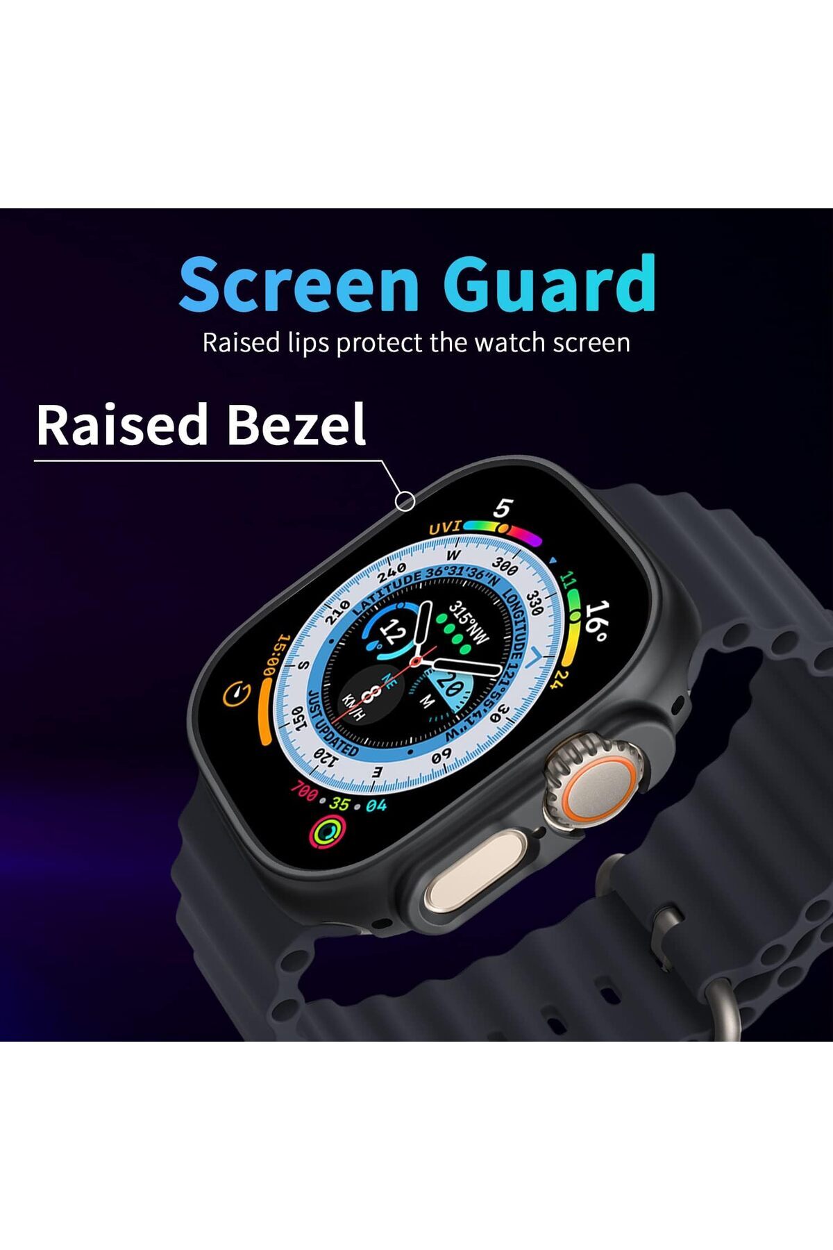 AWH-2-Pack Case for Apple Watch Ultra 2 49mm, Hard PC Bumper, Shockproof Protective Cover-Black 2