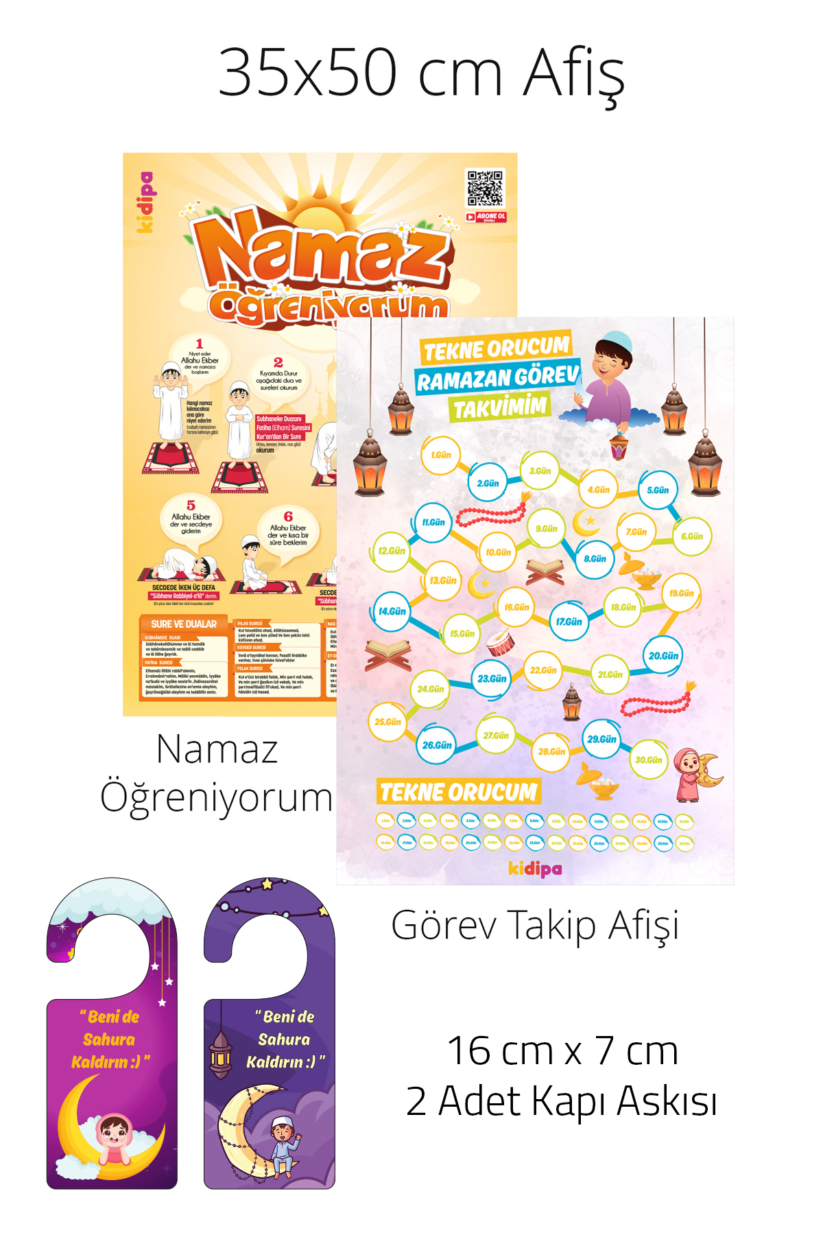 Kidipa | Çocuklar İçin Ramazan Seti - Oruç Takip Afişi, Namaz, Görev Kartları, Sticker ve Süsler fotoğrafı 4 (önizleme)