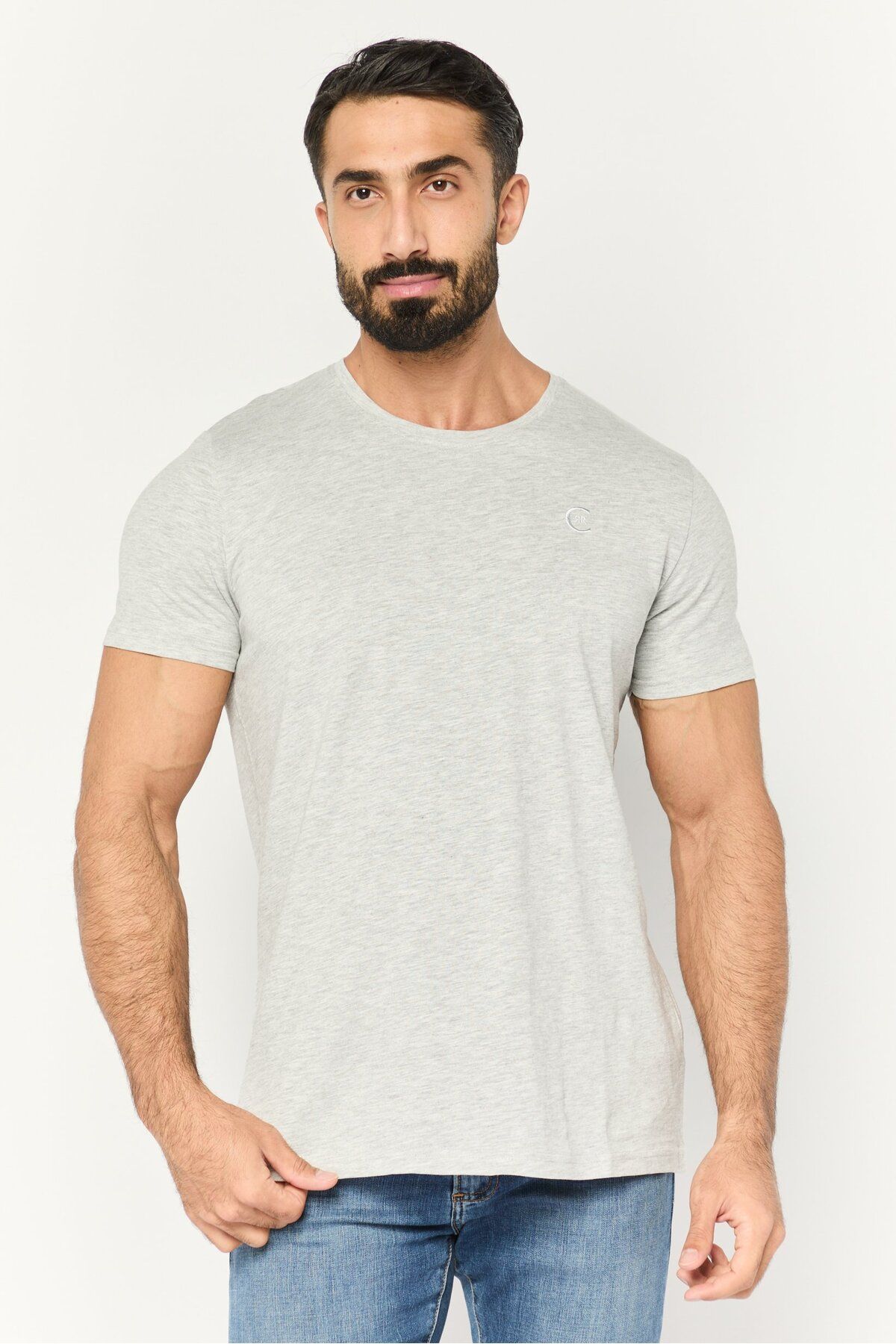 Cerruti 1881-Men Crew Neck Short Sleeve Embroidered Logo T Shirt, Grey 1