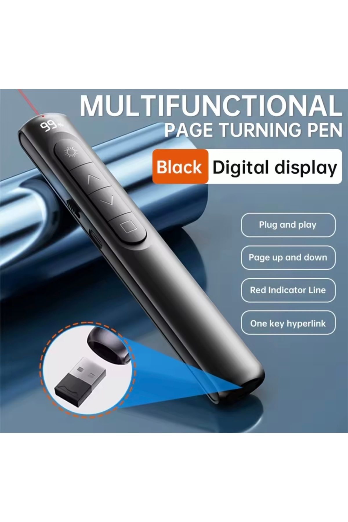 Global S12 Pointer Lazer Sunum Kalemi Şarj Edilebilir Dijital Led Ekran Sunum Kumandası Menzil 100-m