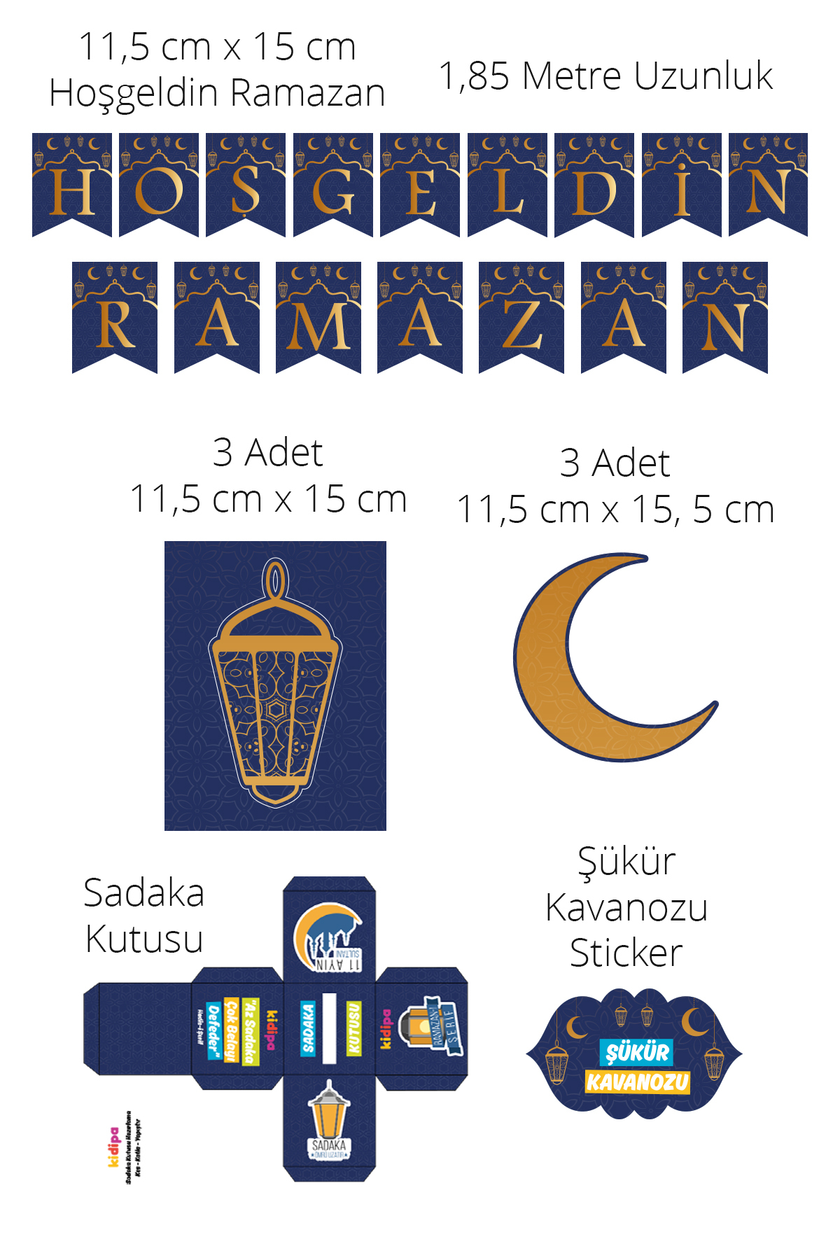 Kidipa | Çocuklar İçin Ramazan Seti - Oruç Takip Afişi, Namaz, Görev Kartları, Sticker ve Süsler fotoğrafı 3 (önizleme)