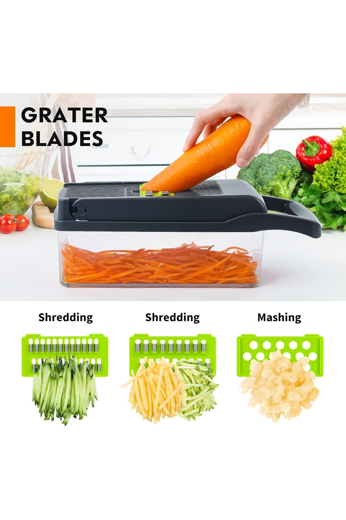 AWH-14-in-1 Vegetable Chopper, Pro Onion Slicer, 8 Blades Cutter, with Container for Garlic, Carrot 3