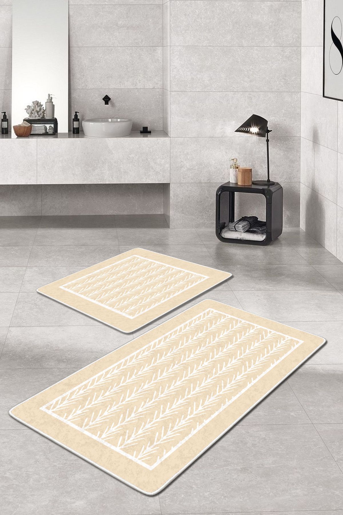 Filamente Pachet De 2 Covorașe De Baie Lavabile Cu Bază Anti-alunecare - 60*100 Cm Și 50*60 Cm - Mărime unică