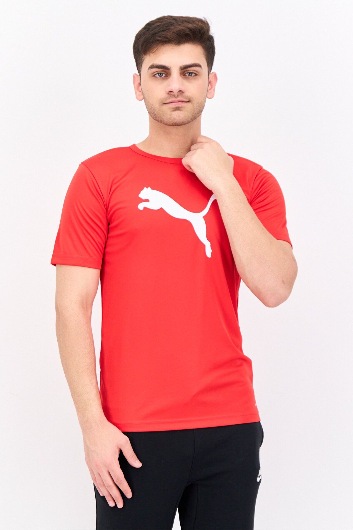 Puma-Men Slim Fit Short Sleeve Training T-Shirts, Red 1