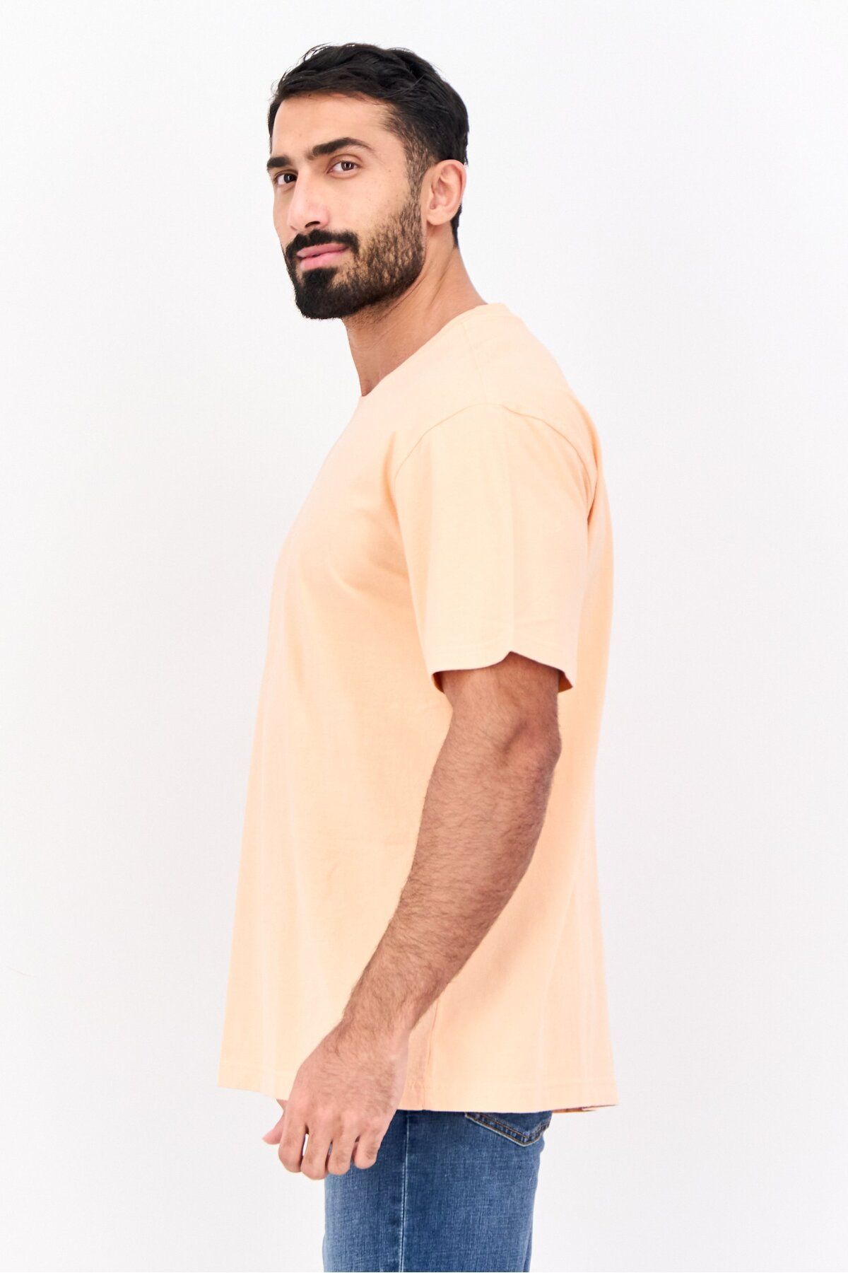 GAP-Men Crew Neck Short Sleeves Plain T-Shirt, peach 2