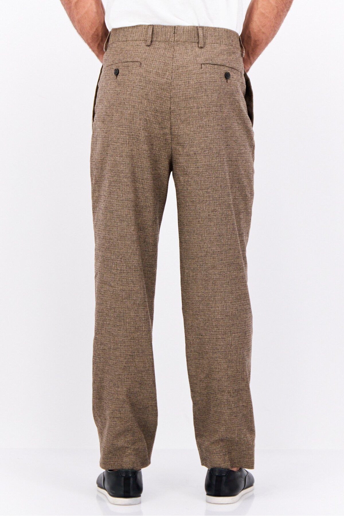 Gant-Men Regular Fit Houndstooth Chino Pants, Brown 3