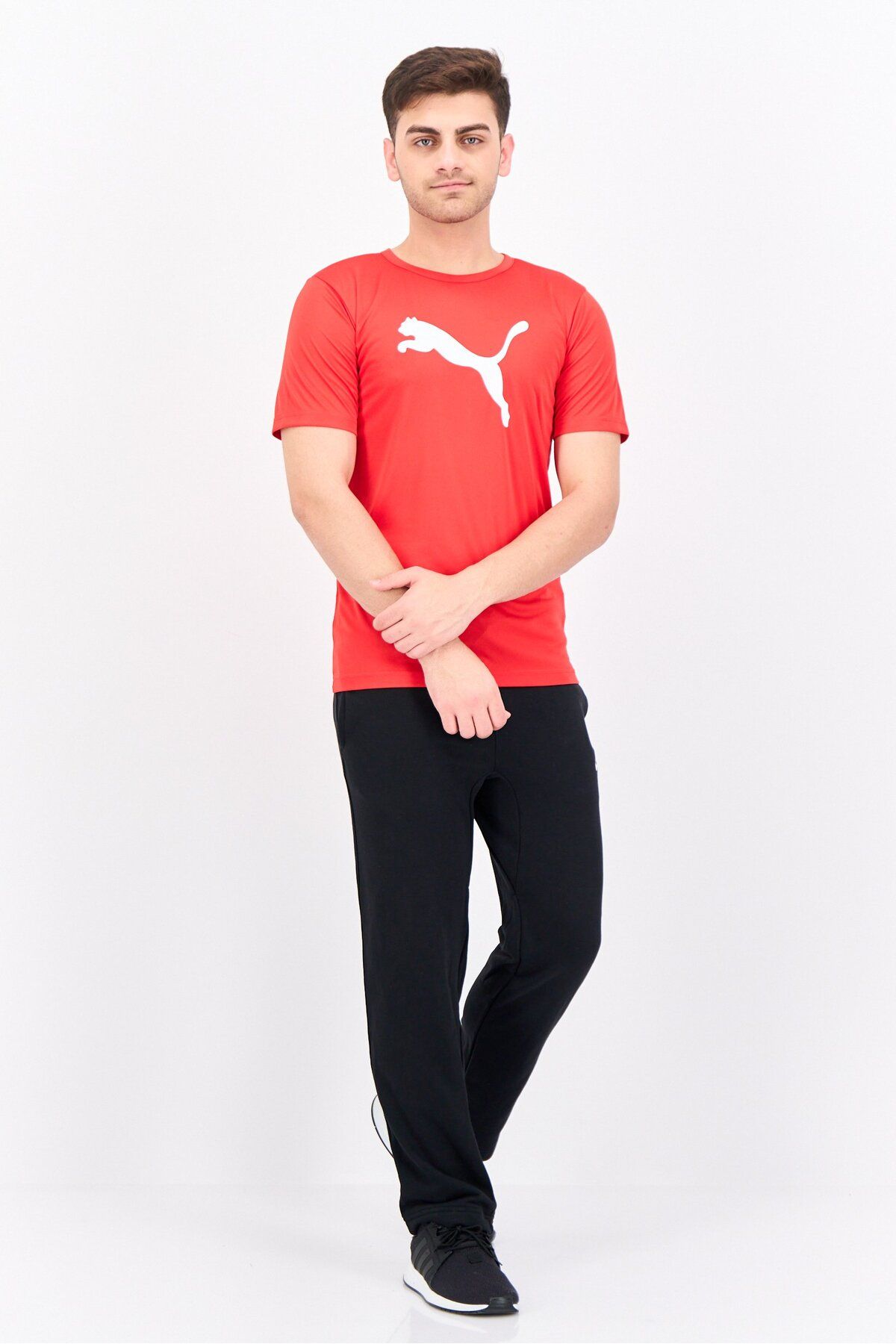 Puma-Men Slim Fit Short Sleeve Training T-Shirts, Red 4