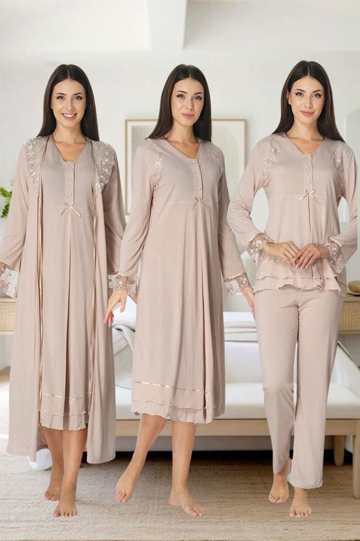 Effortt-Elegant Organic Maternity and Maternity Nightgown Set - Effortt 2